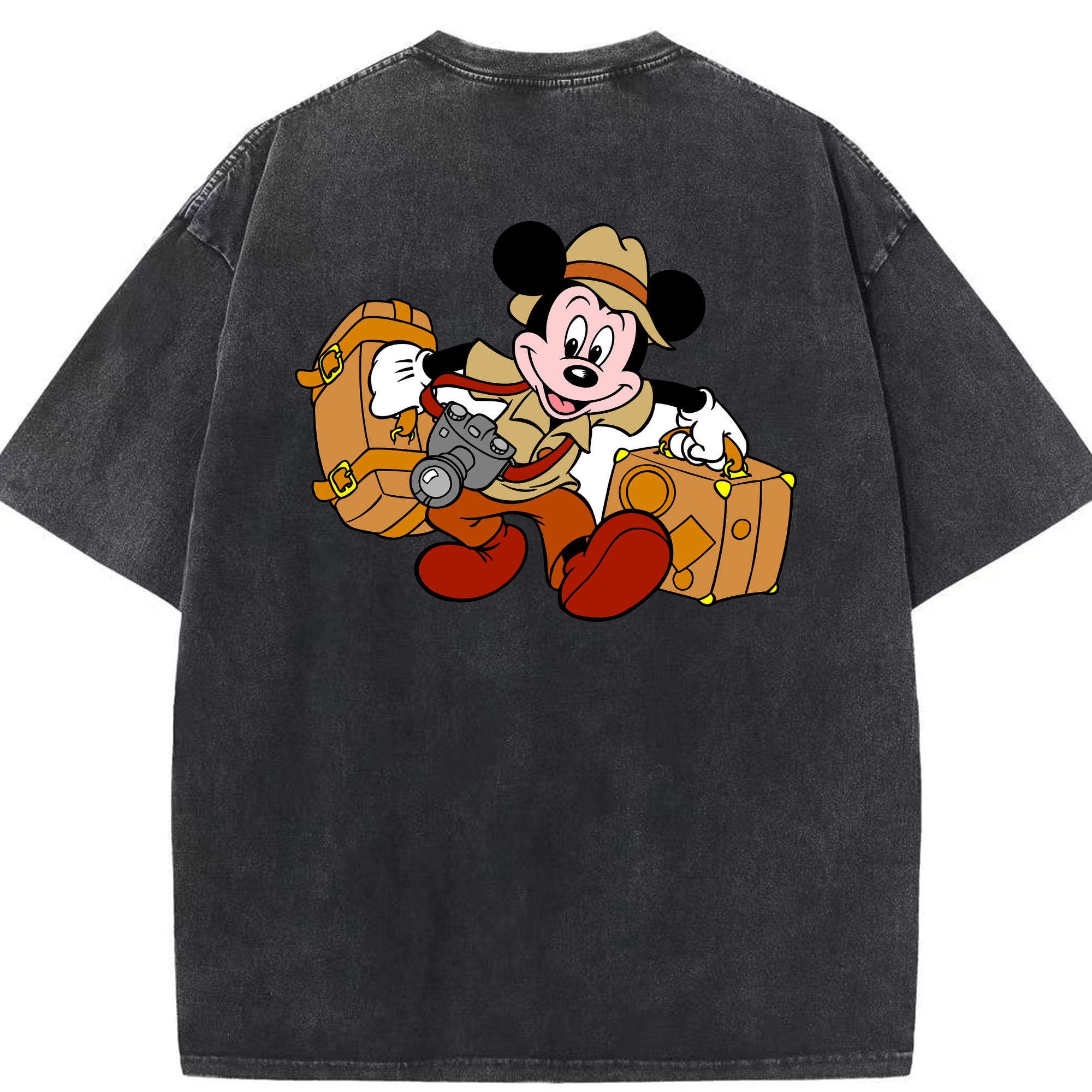 （画像用） ミッキーマウス Mickey Mouse 綿100% ヴィンテージ風 半袖Tシャツ（背面プリント）