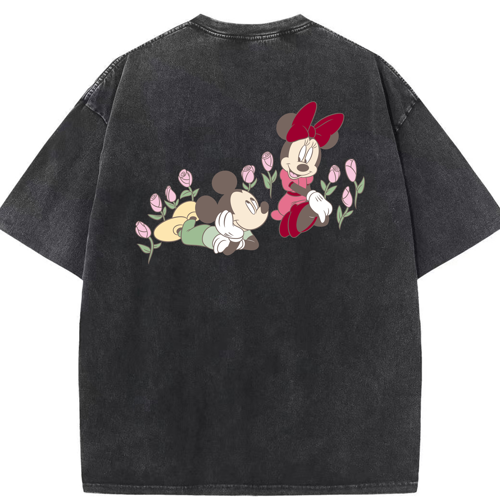 （画像用） ミッキーマウス Mickey Mouse 綿100% ヴィンテージ風 半袖Tシャツ（背面プリント）