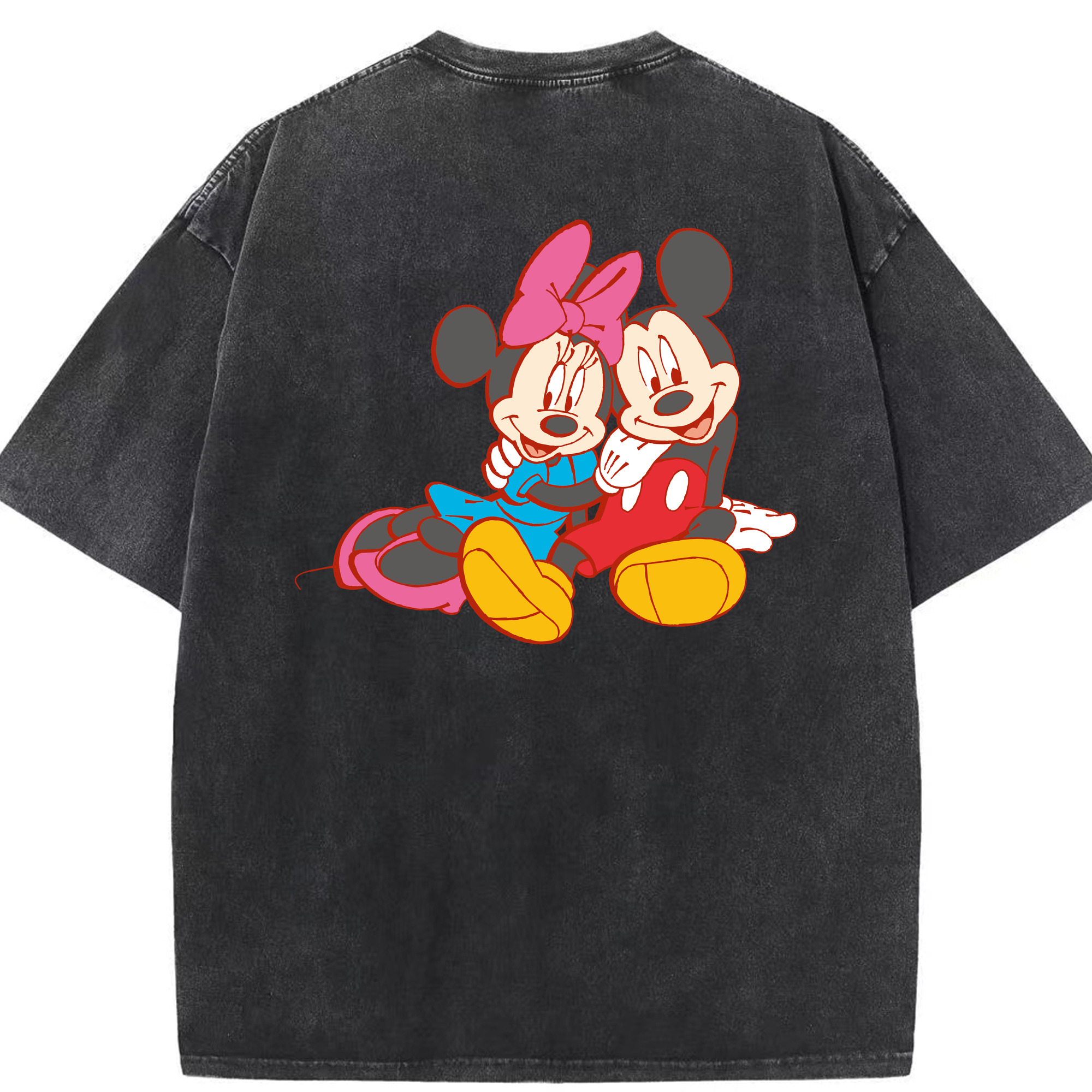 （画像用） ミッキーマウス Mickey Mouse 綿100% ヴィンテージ風 半袖Tシャツ（背面プリント）