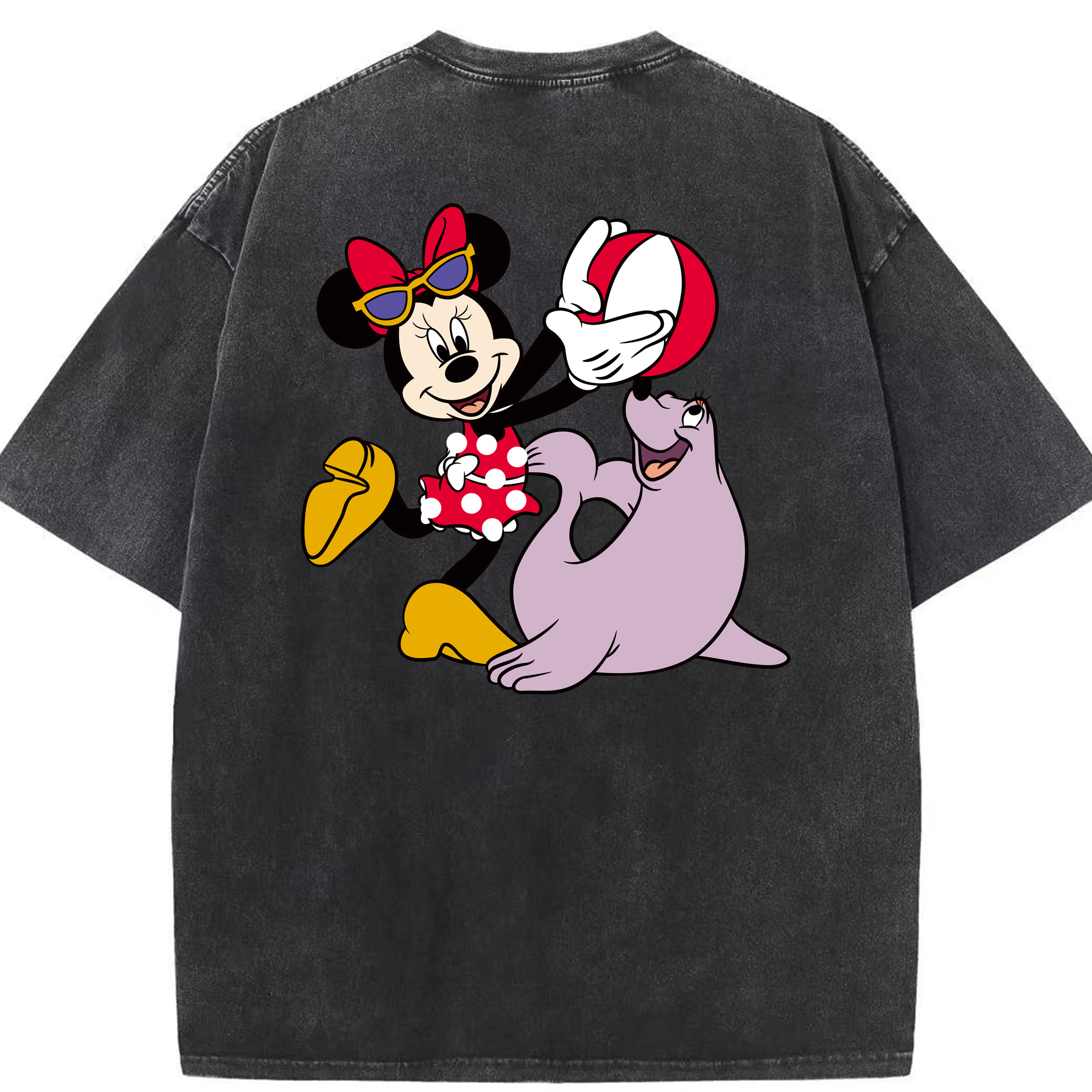 （画像用） ミッキーマウス Mickey Mouse 綿100% ヴィンテージ風 半袖Tシャツ（背面プリント）