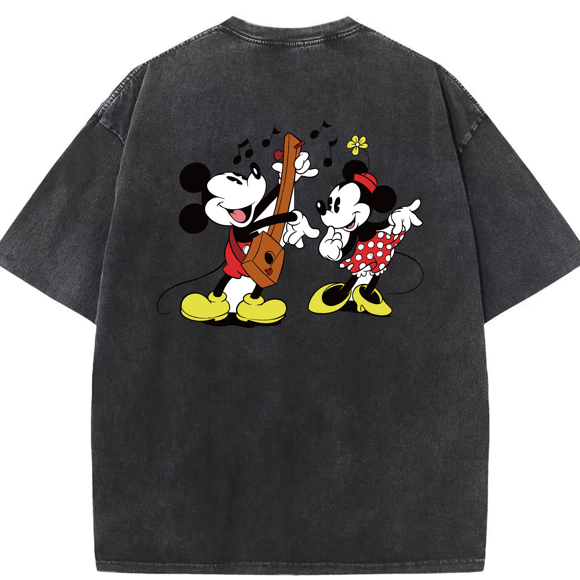 （画像用） ミッキーマウス Mickey Mouse 綿100% ヴィンテージ風 半袖Tシャツ（背面プリント）