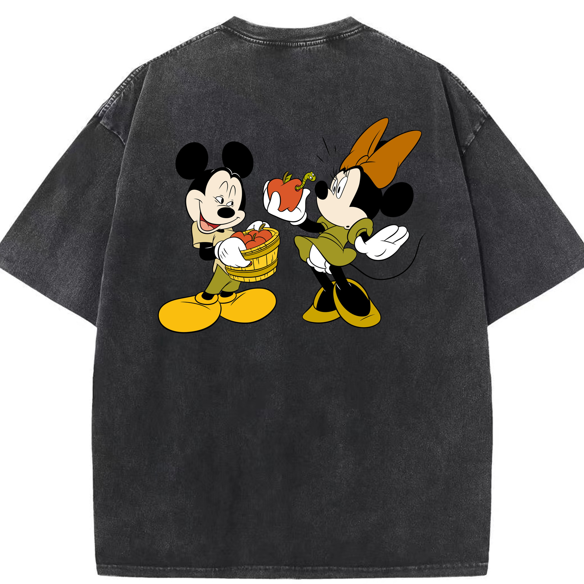 （画像用） ミッキーマウス Mickey Mouse 綿100% ヴィンテージ風 半袖Tシャツ（背面プリント）