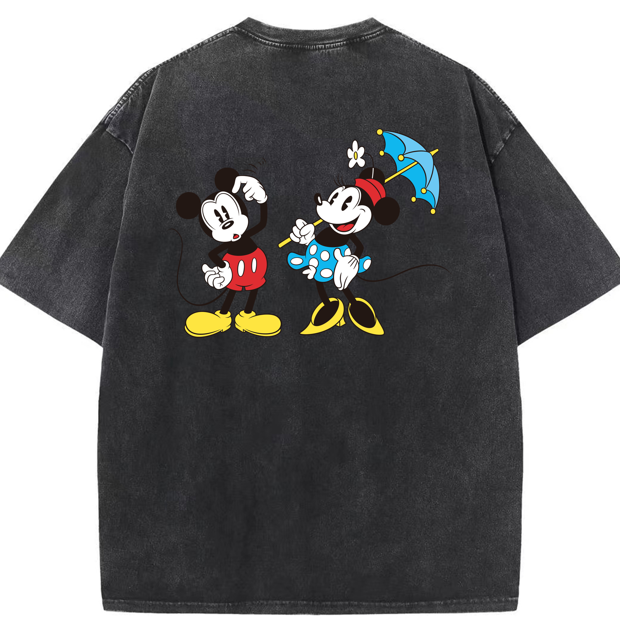 （画像用） ミッキーマウス Mickey Mouse 綿100% ヴィンテージ風 半袖Tシャツ（背面プリント）