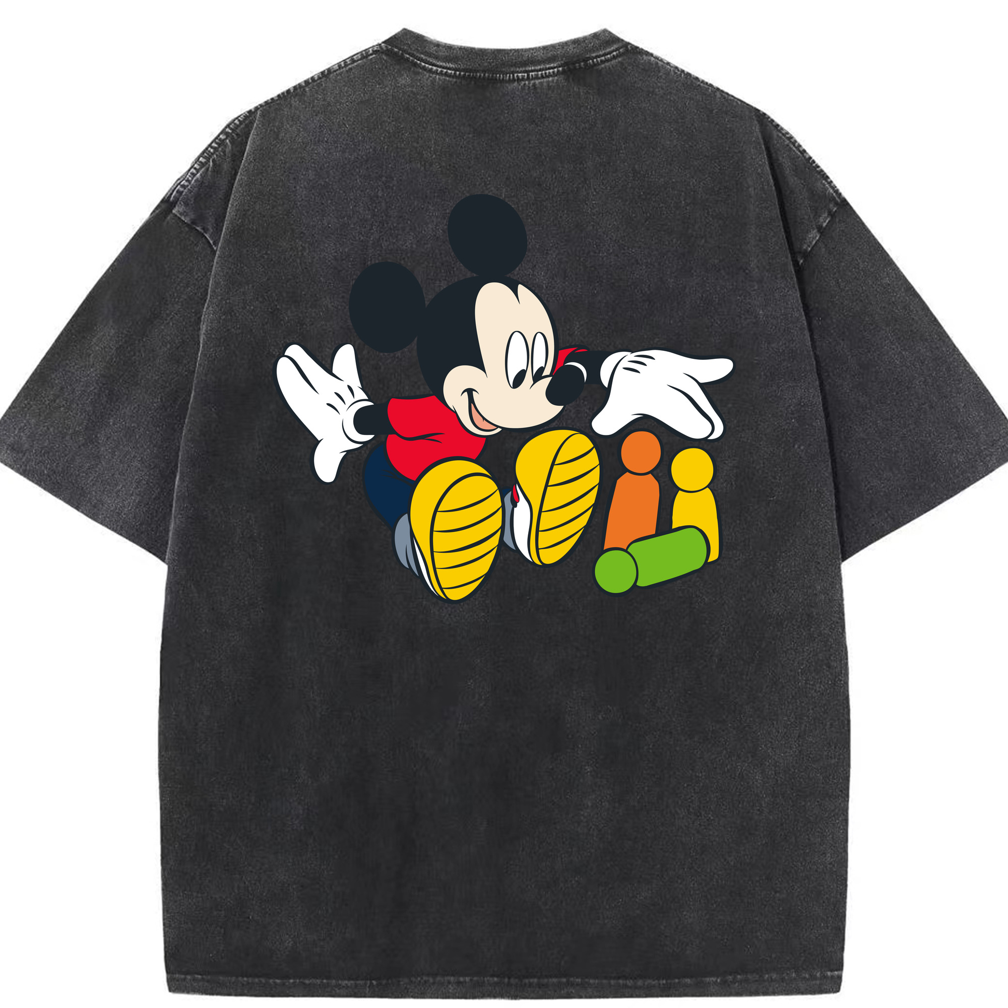 （画像用） ミッキーマウス Mickey Mouse 綿100% ヴィンテージ風 半袖Tシャツ（背面プリント）