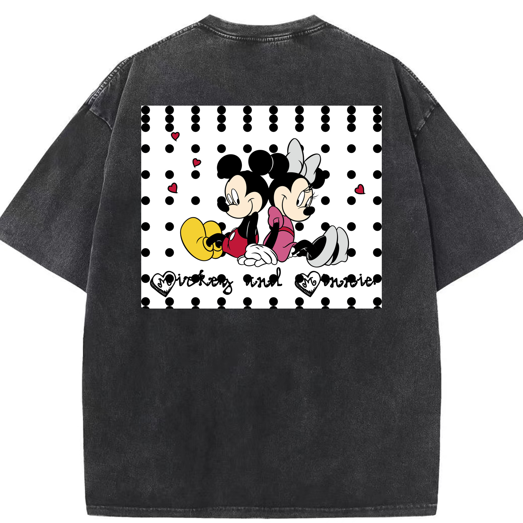 （画像用） ミッキーマウス Mickey Mouse 綿100% ヴィンテージ風 半袖Tシャツ（背面プリント）