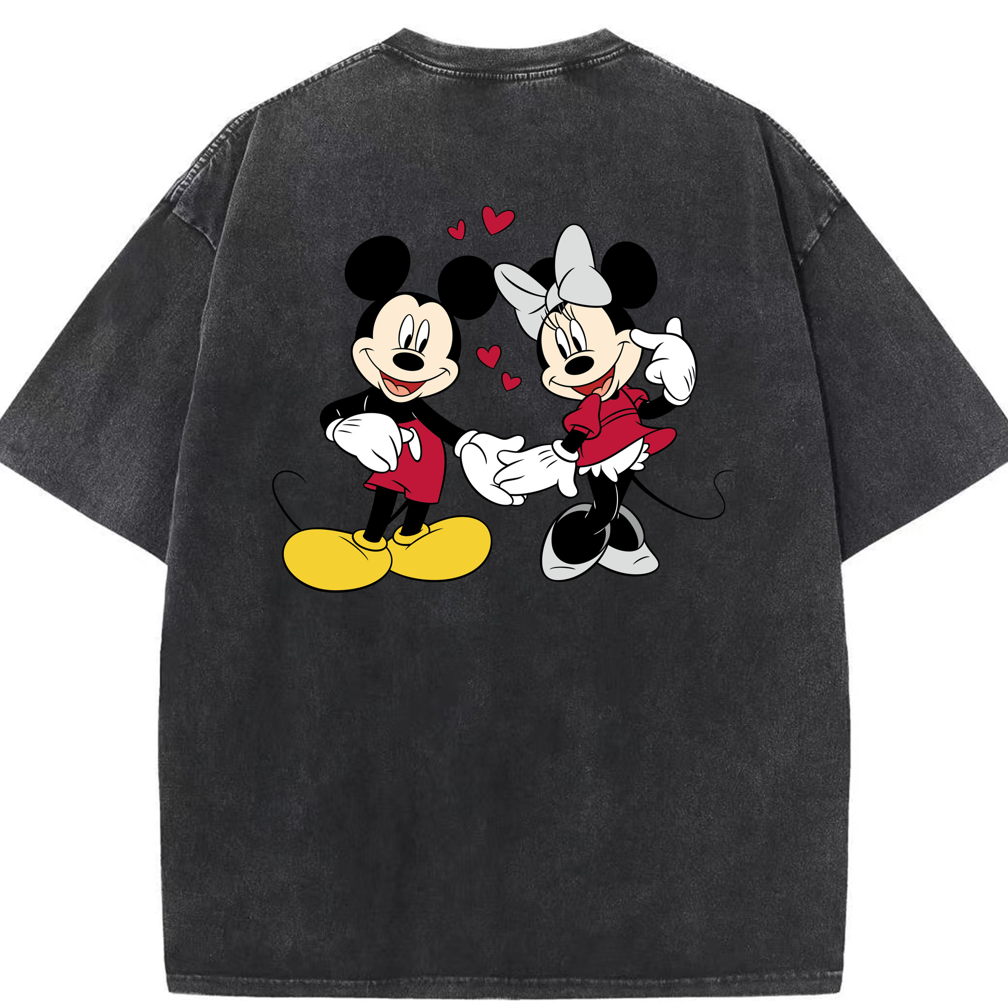 （画像用） ミッキーマウス Mickey Mouse 綿100% ヴィンテージ風 半袖Tシャツ（背面プリント）