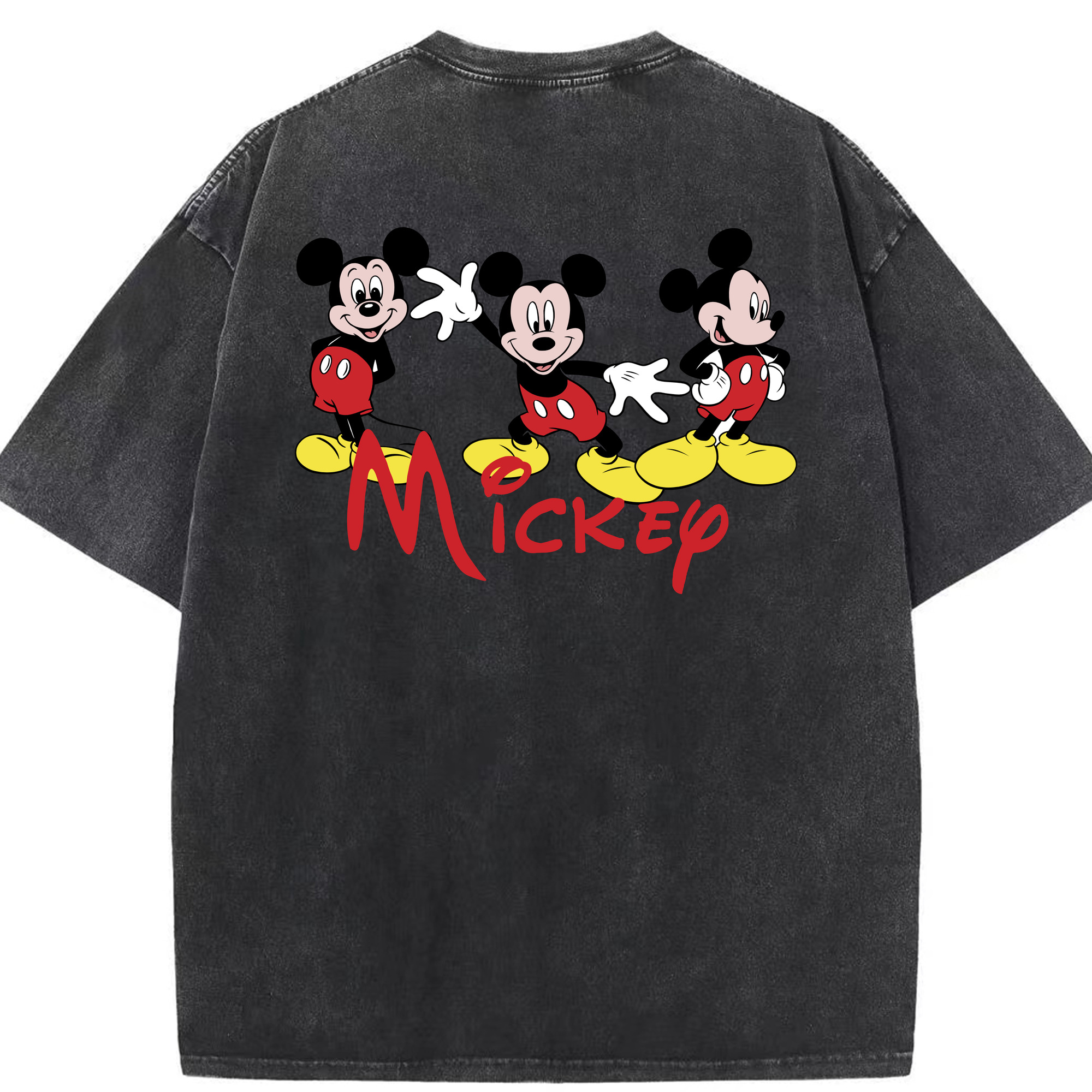 （画像用） ミッキーマウス Mickey Mouse 綿100% ヴィンテージ風 半袖Tシャツ（背面プリント）