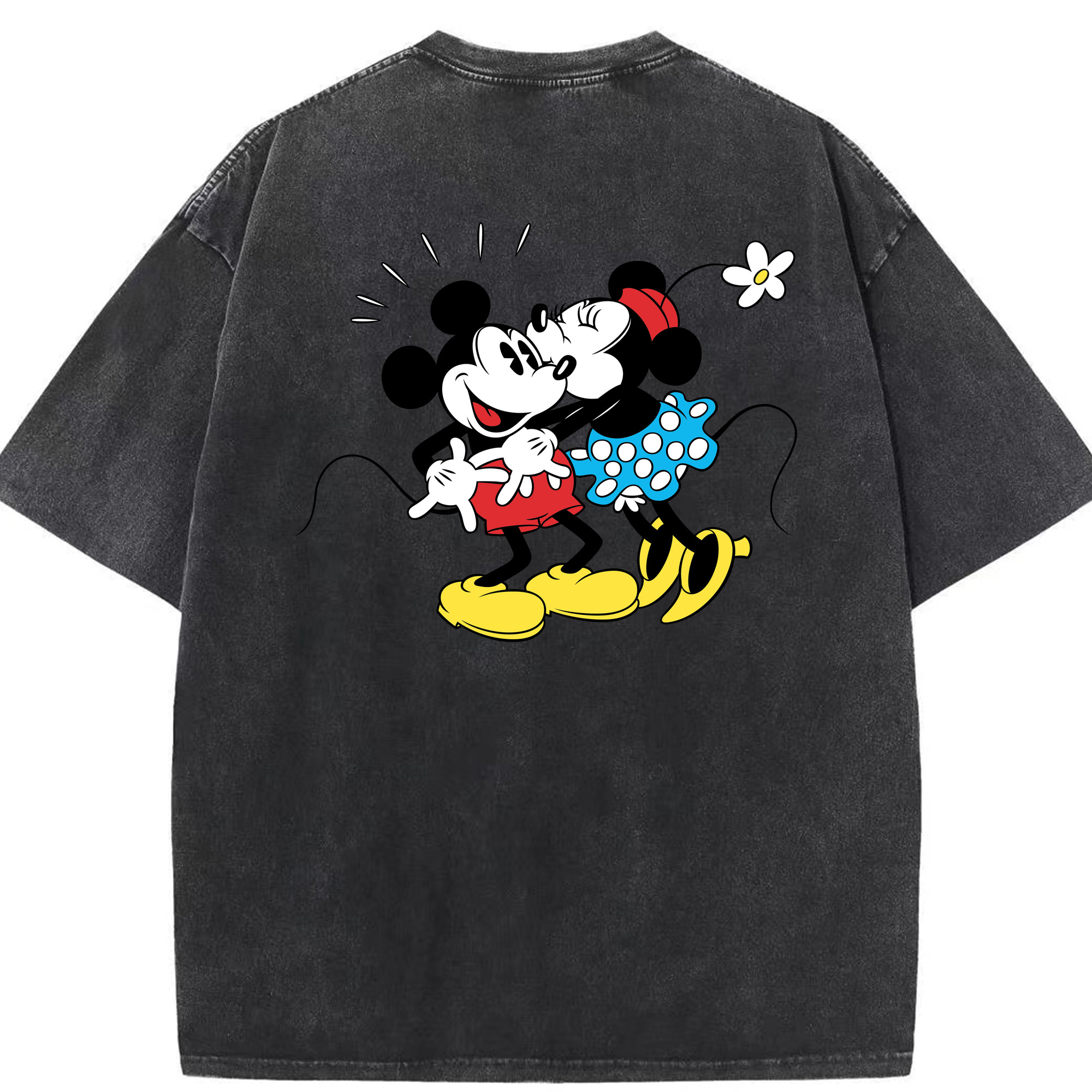 （画像用） ミッキーマウス Mickey Mouse 綿100% ヴィンテージ風 半袖Tシャツ（背面プリント）