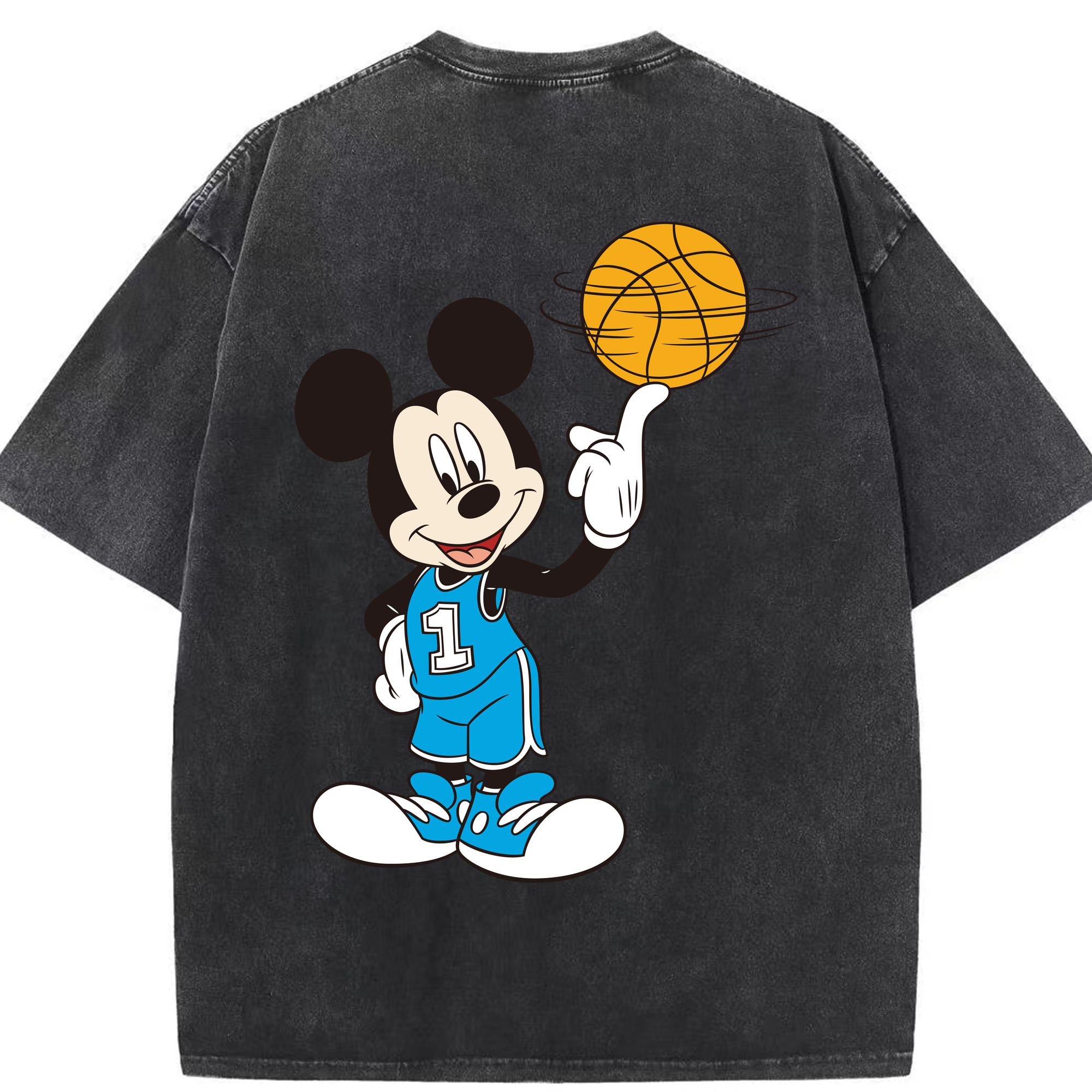 （画像用） ミッキーマウス Mickey Mouse 綿100% ヴィンテージ風 半袖Tシャツ（背面プリント）