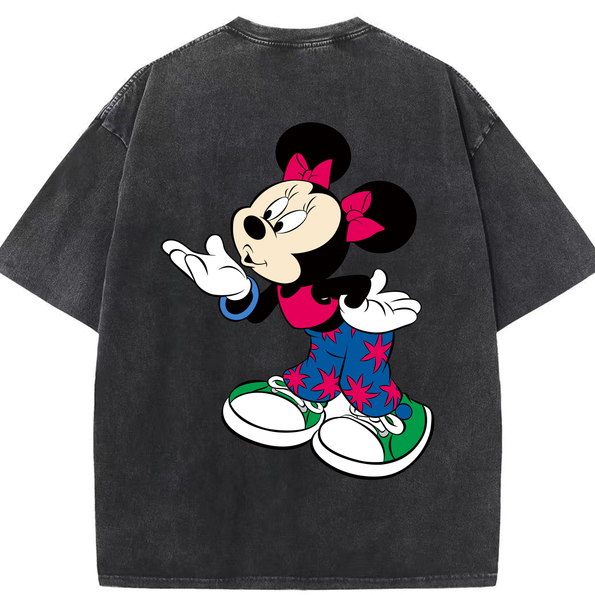 （画像用） ミッキーマウス Mickey Mouse 綿100% ヴィンテージ風 半袖Tシャツ（背面プリント）