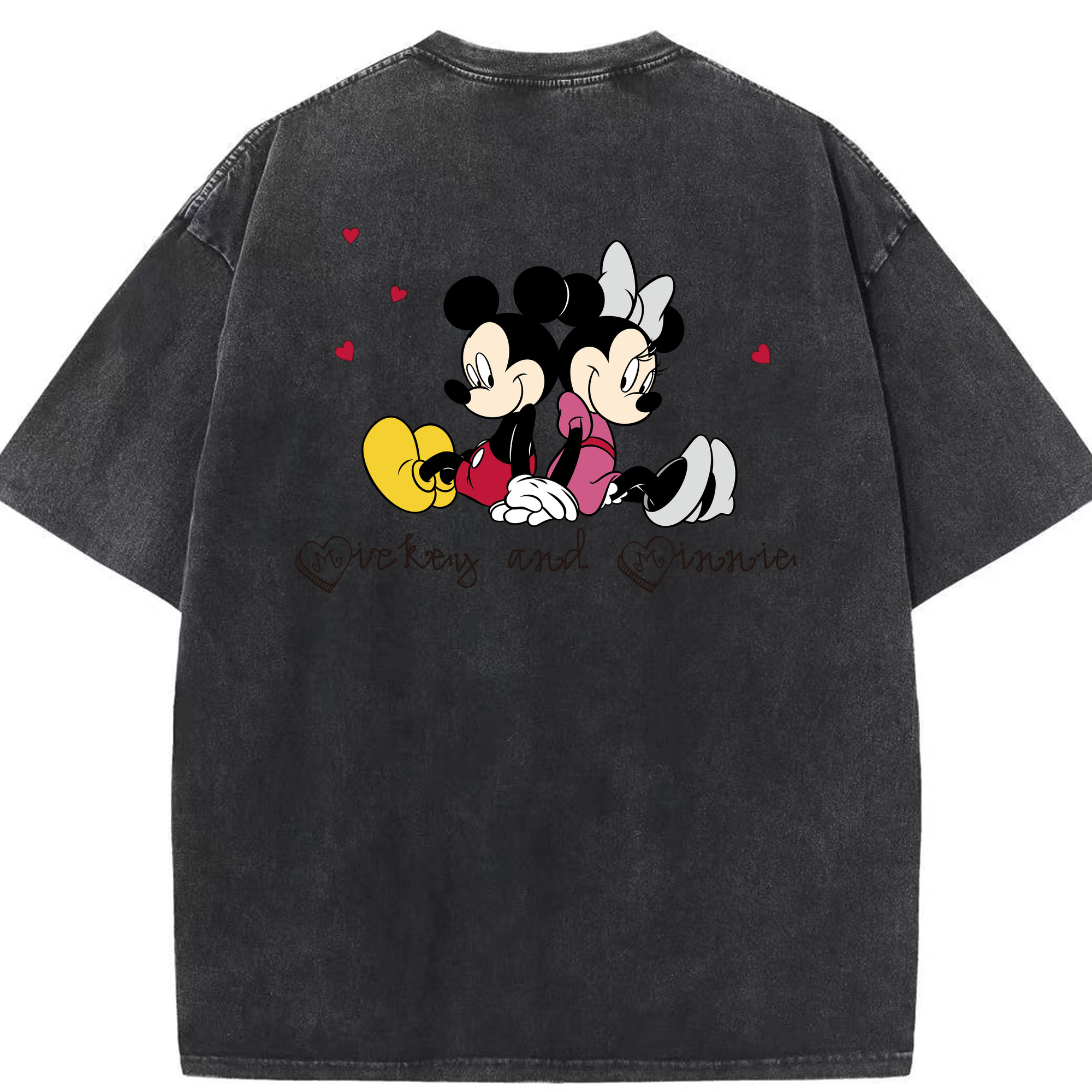 （画像用） ミッキーマウス Mickey Mouse 綿100% ヴィンテージ風 半袖Tシャツ（背面プリント）