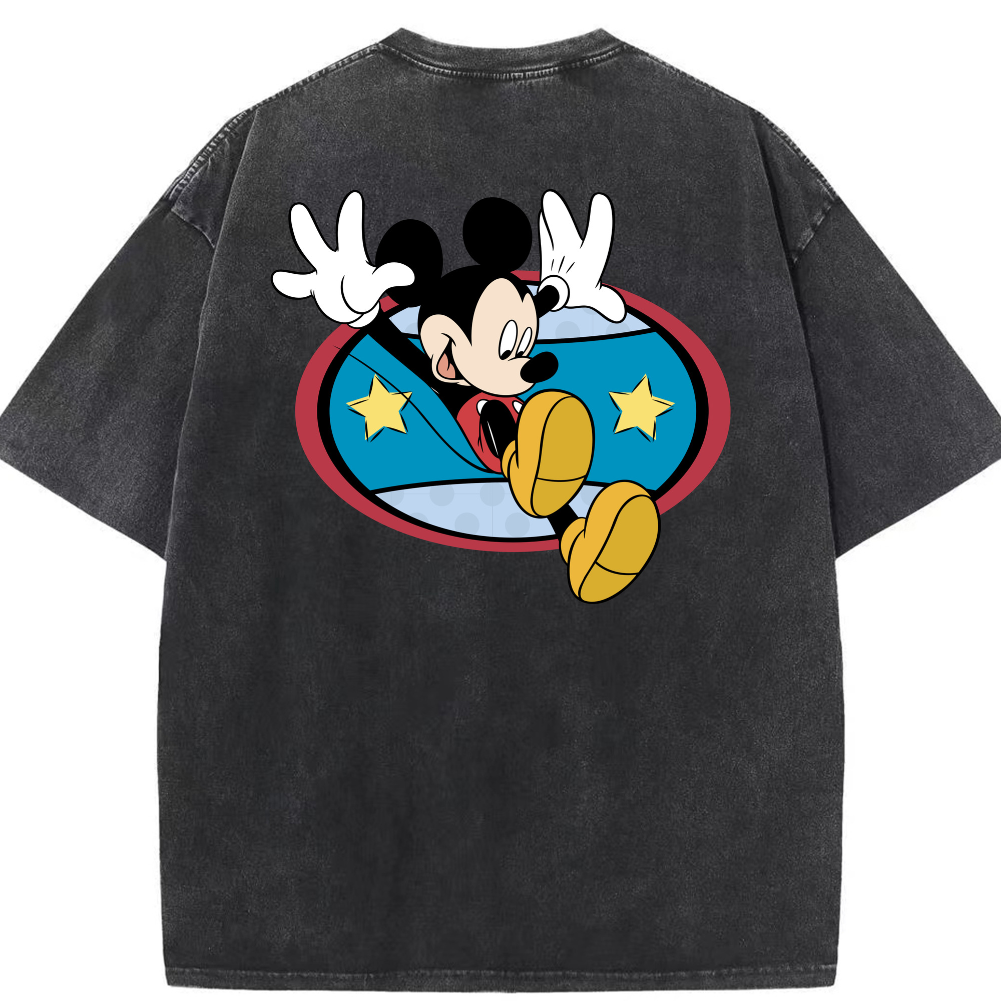 （画像用） ミッキーマウス Mickey Mouse 綿100% ヴィンテージ風 半袖Tシャツ（背面プリント）