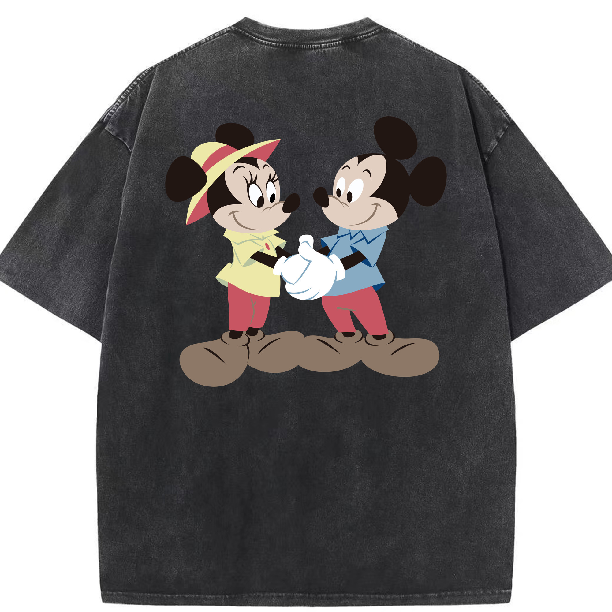 （画像用） ミッキーマウス Mickey Mouse 綿100% ヴィンテージ風 半袖Tシャツ（背面プリント）