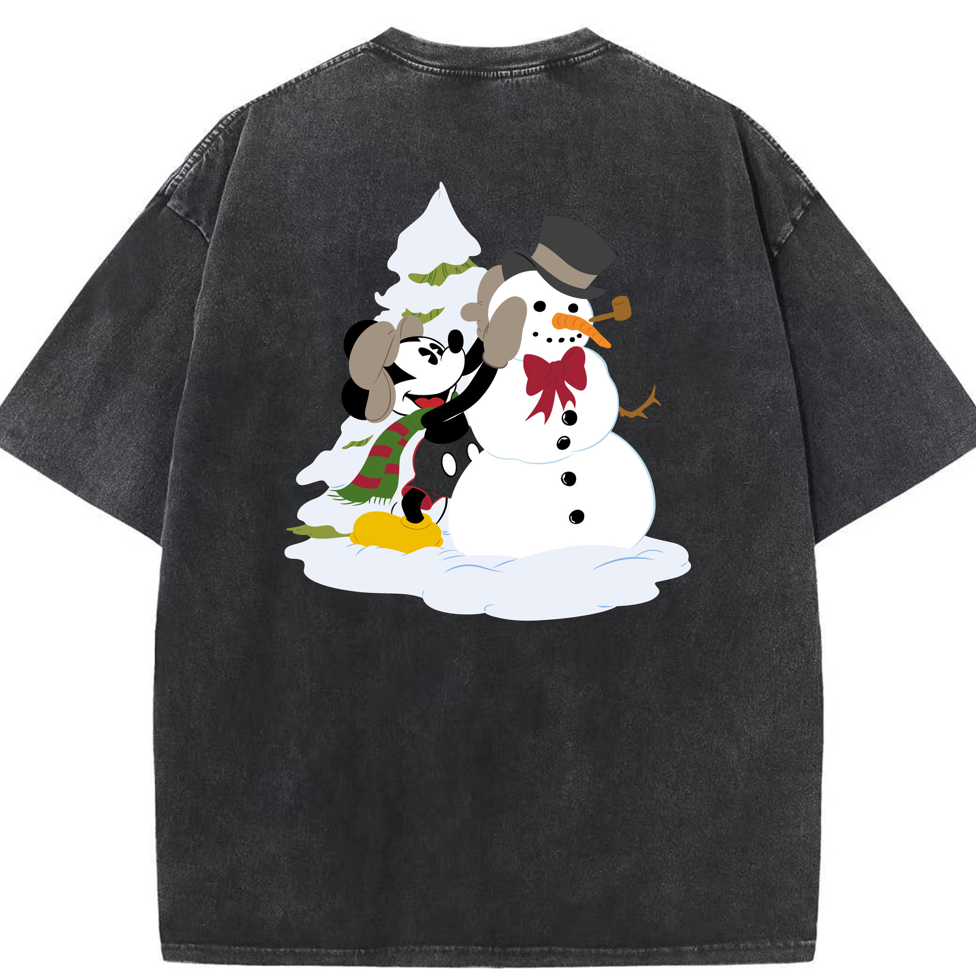 （画像用） ミッキーマウス Mickey Mouse 綿100% ヴィンテージ風 半袖Tシャツ（背面プリント）