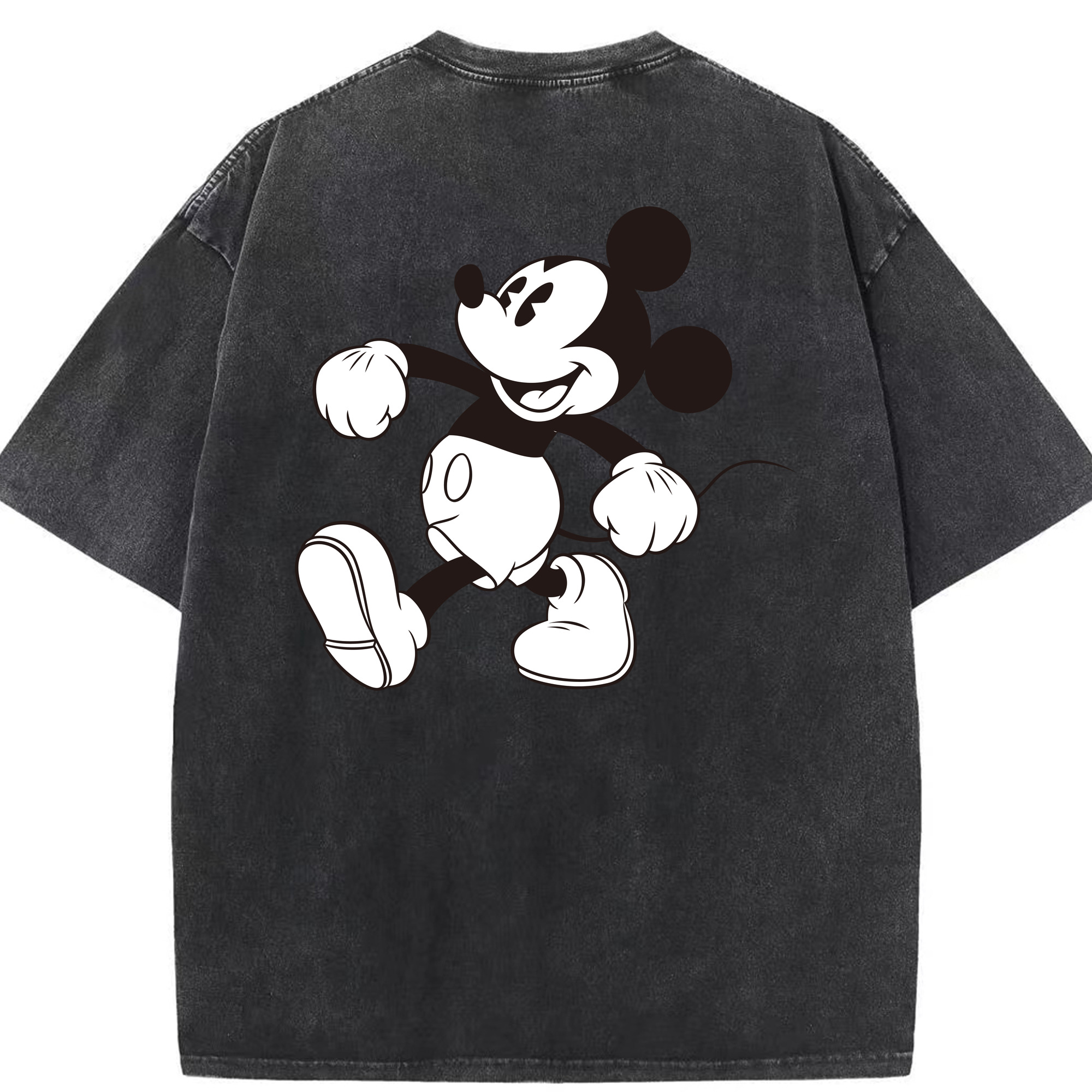 （画像用） ミッキーマウス Mickey Mouse 綿100% ヴィンテージ風 半袖Tシャツ（背面プリント）