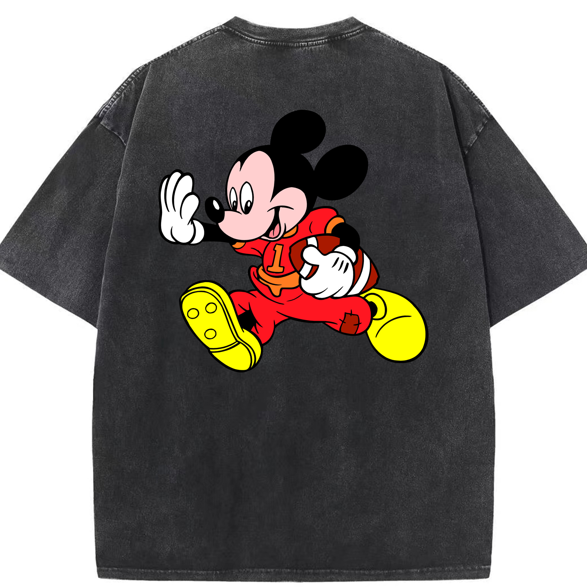 （画像用） ミッキーマウス Mickey Mouse 綿100% ヴィンテージ風 半袖Tシャツ（背面プリント）