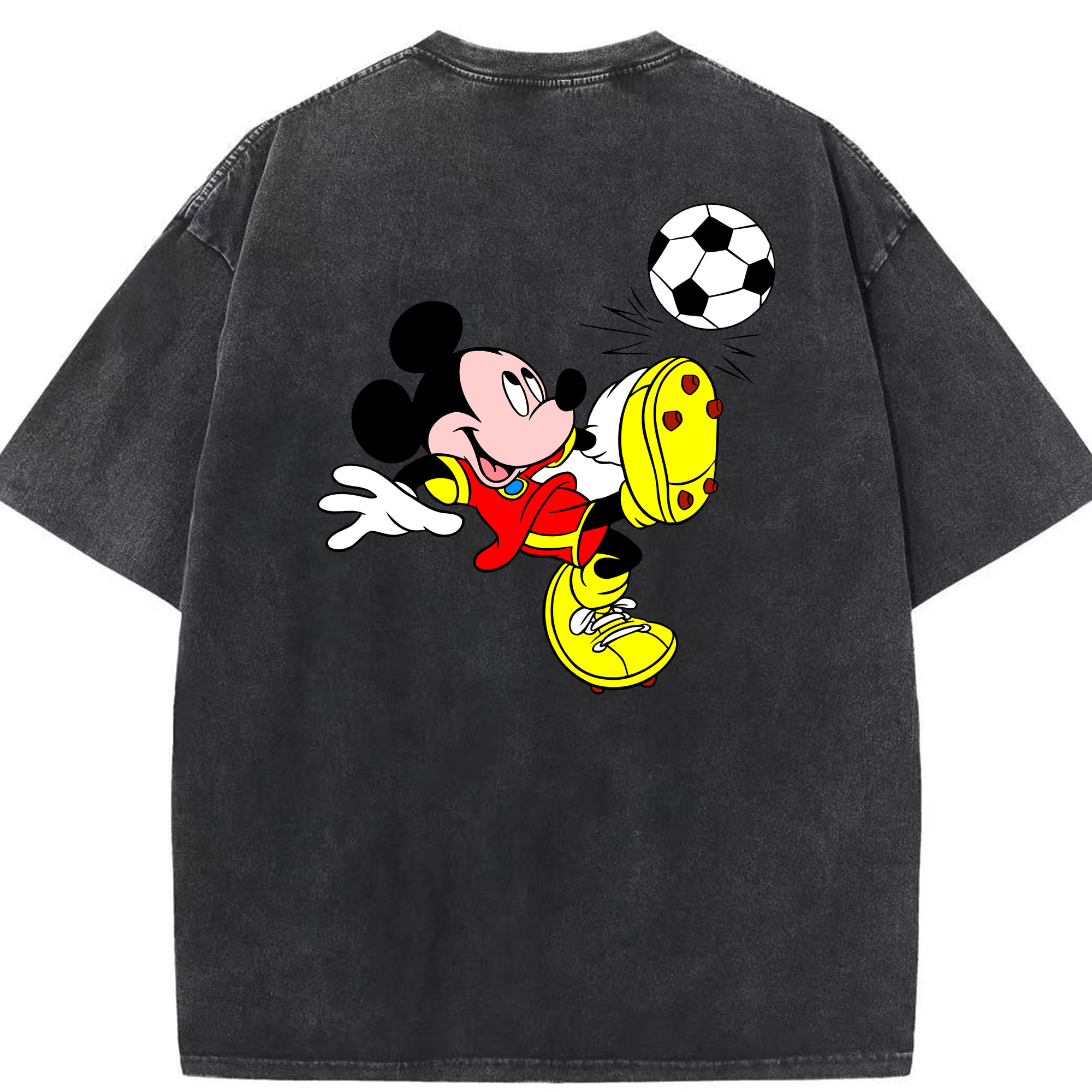 （画像用） ミッキーマウス Mickey Mouse 綿100% ヴィンテージ風 半袖Tシャツ（背面プリント）