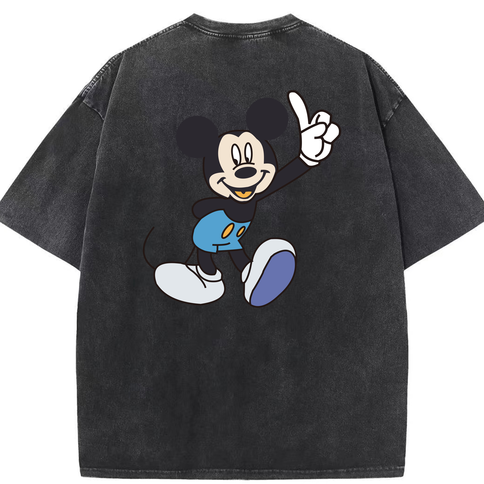 （画像用） ミッキーマウス Mickey Mouse 綿100% ヴィンテージ風 半袖Tシャツ（背面プリント）