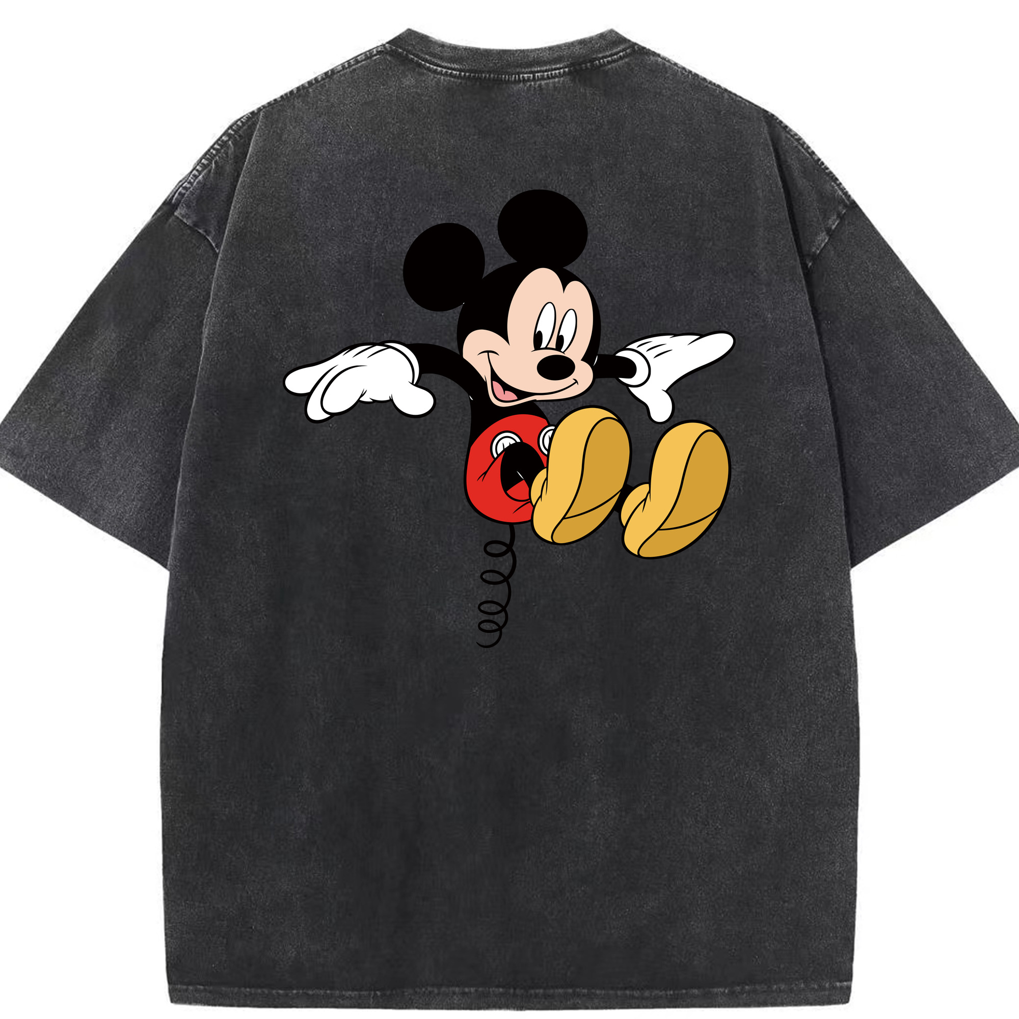 （画像用） ミッキーマウス Mickey Mouse 綿100% ヴィンテージ風 半袖Tシャツ（背面プリント）