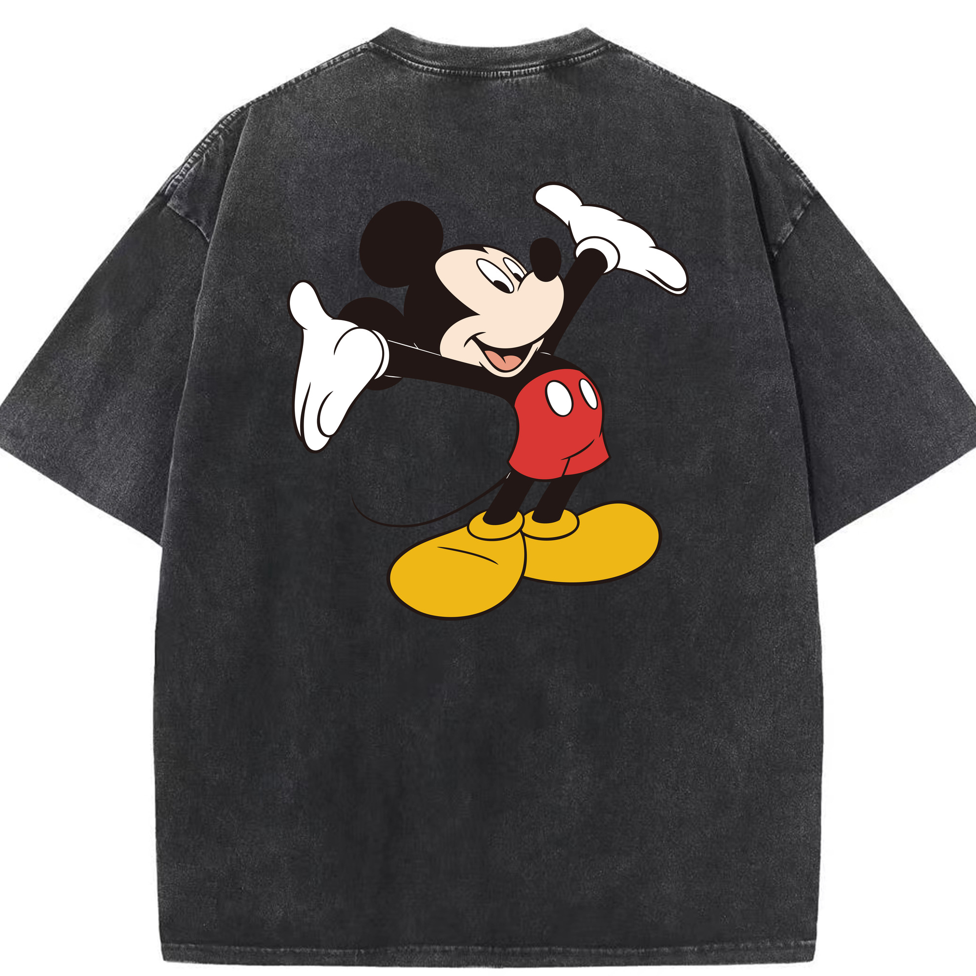 （画像用） ミッキーマウス Mickey Mouse 綿100% ヴィンテージ風 半袖Tシャツ（背面プリント）