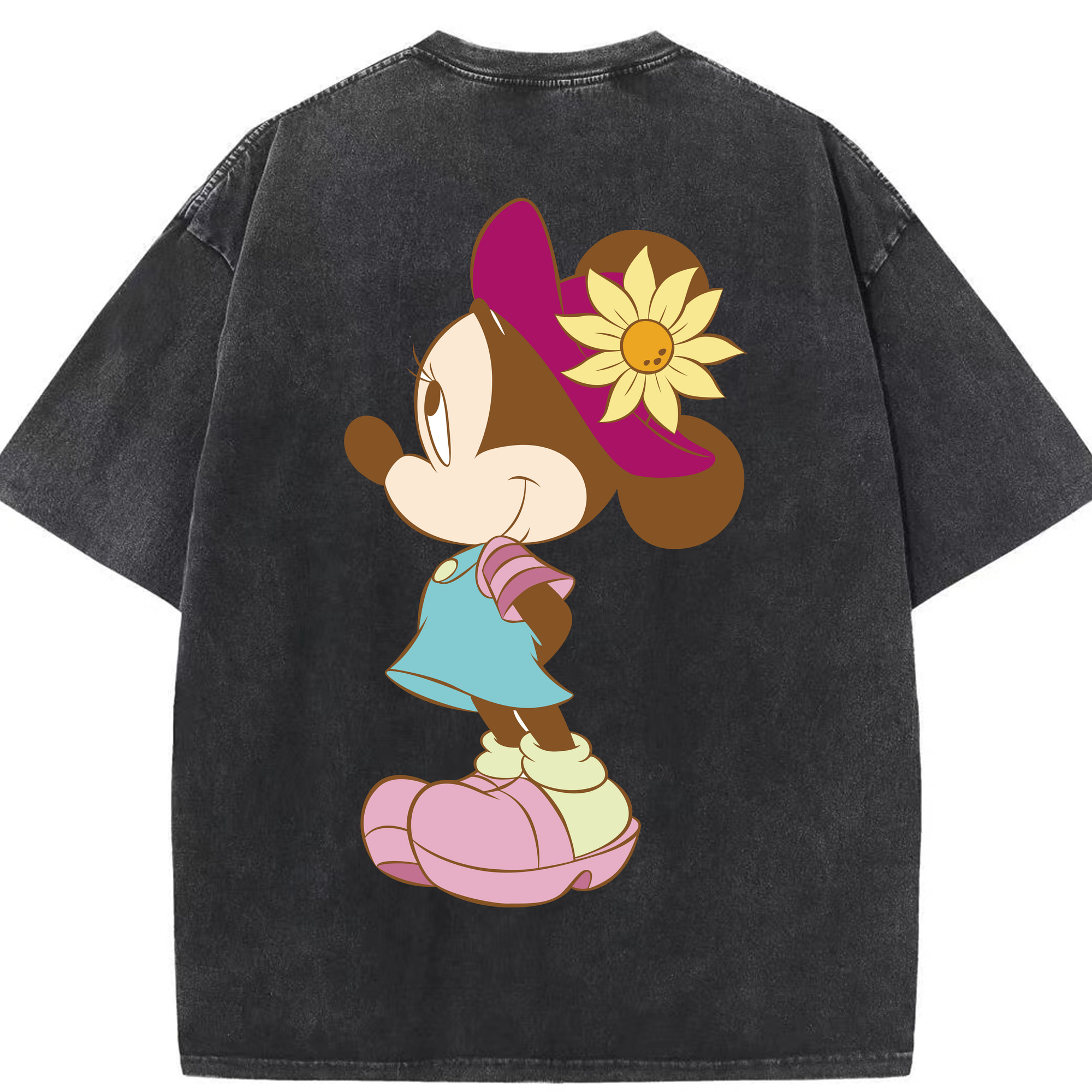 （画像用） ミッキーマウス Mickey Mouse 綿100% ヴィンテージ風 半袖Tシャツ（背面プリント）