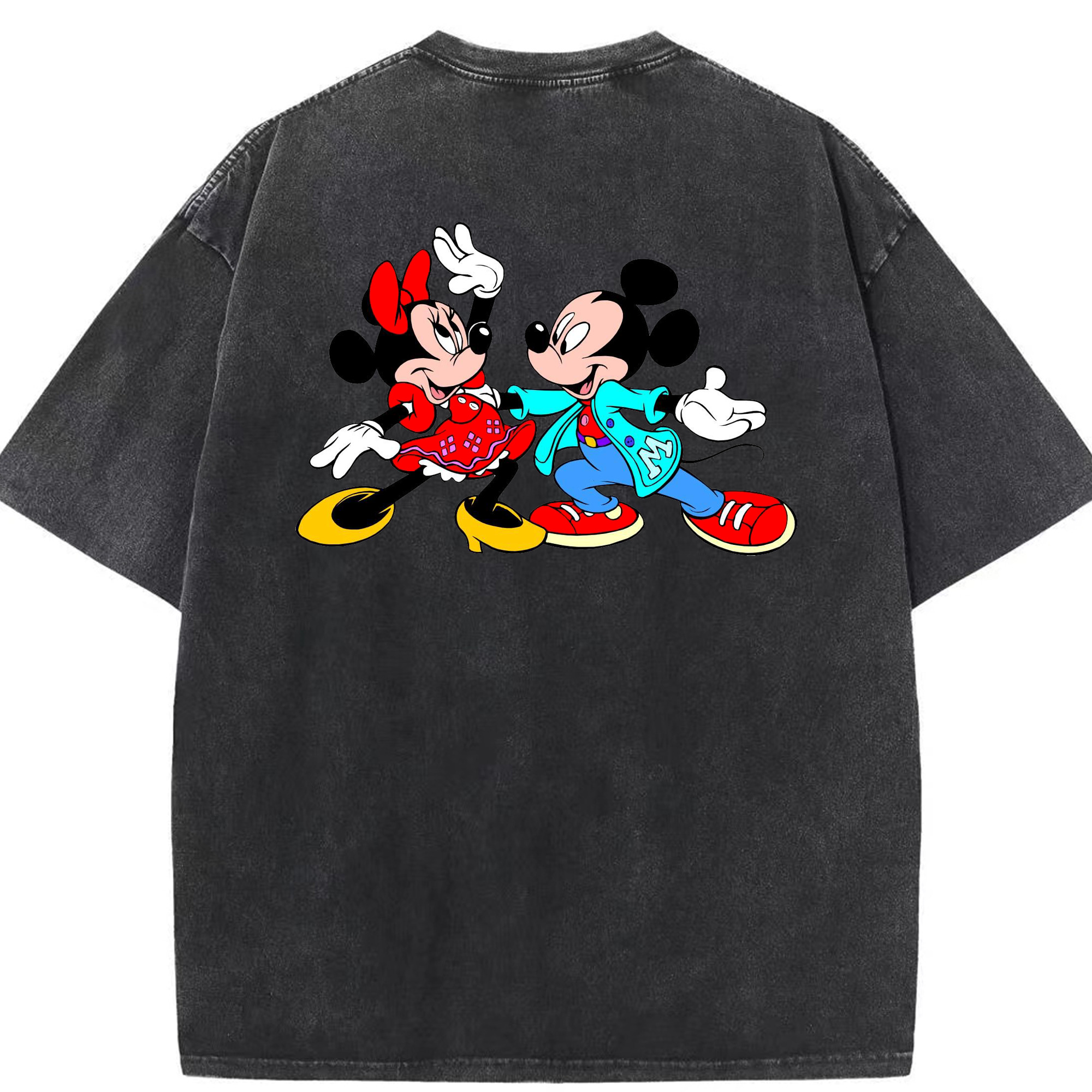 （画像用） ミッキーマウス Mickey Mouse 綿100% ヴィンテージ風 半袖Tシャツ（背面プリント）