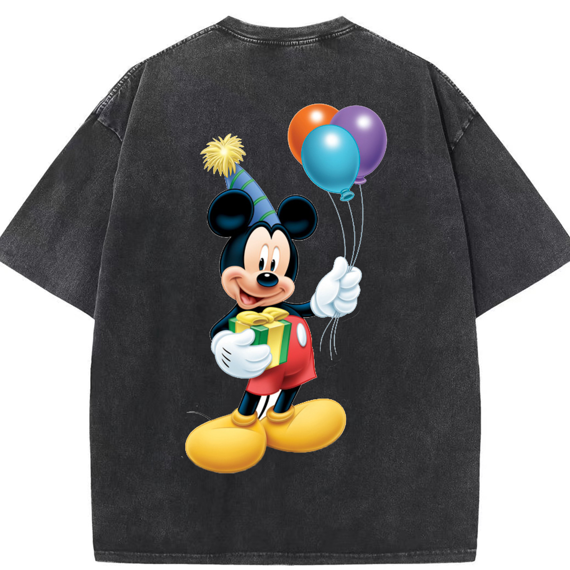 （画像用） ミッキーマウス Mickey Mouse 綿100% ヴィンテージ風 半袖Tシャツ（背面プリント）