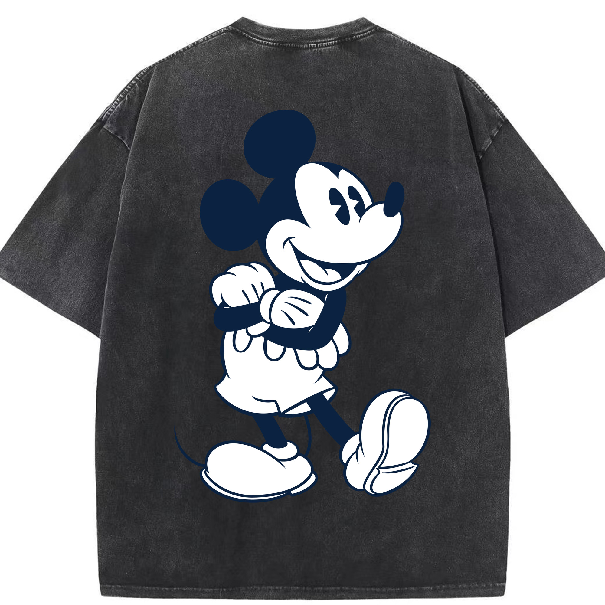 （画像用） ミッキーマウス Mickey Mouse 綿100% ヴィンテージ風 半袖Tシャツ（背面プリント）