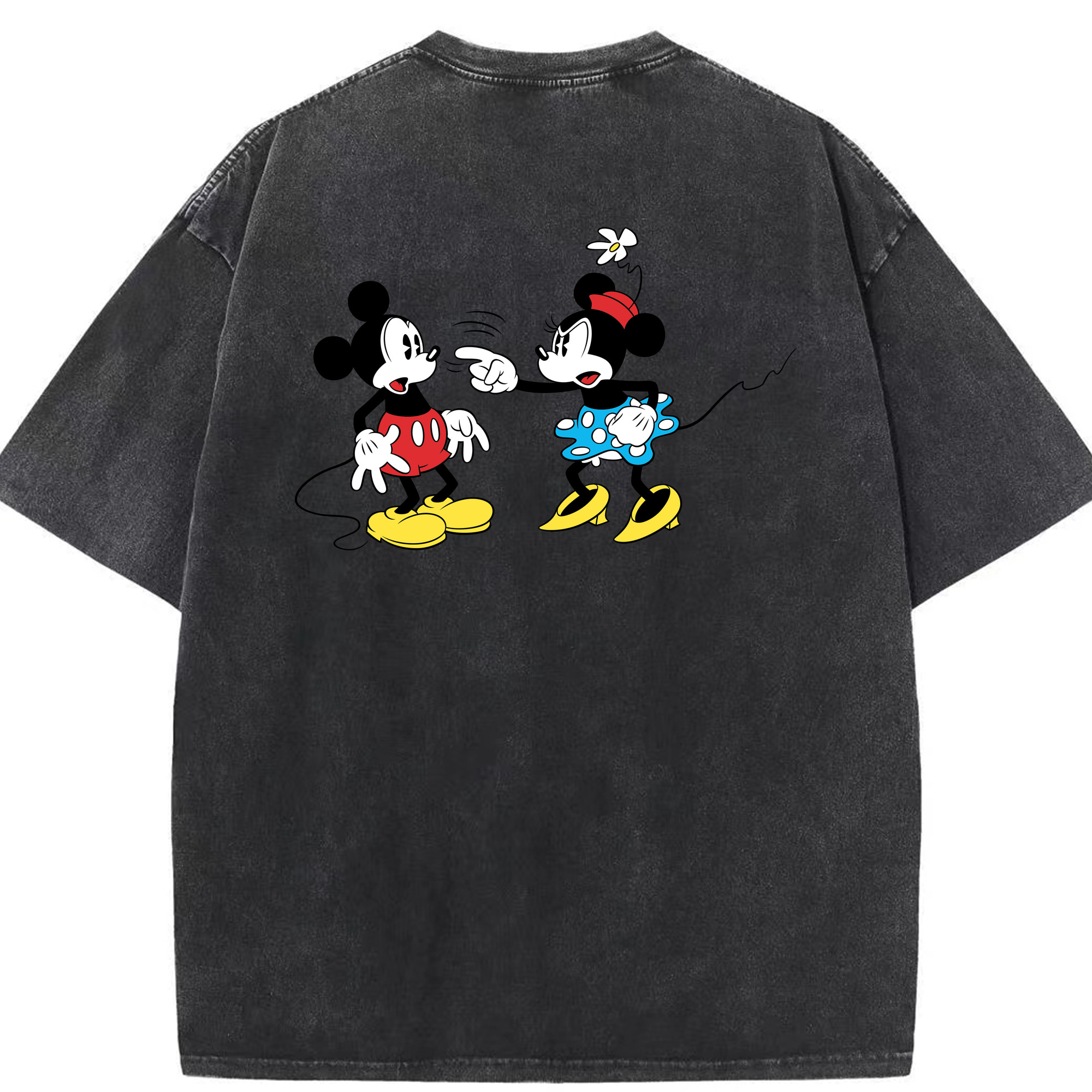 （画像用） ミッキーマウス Mickey Mouse 綿100% ヴィンテージ風 半袖Tシャツ（背面プリント）