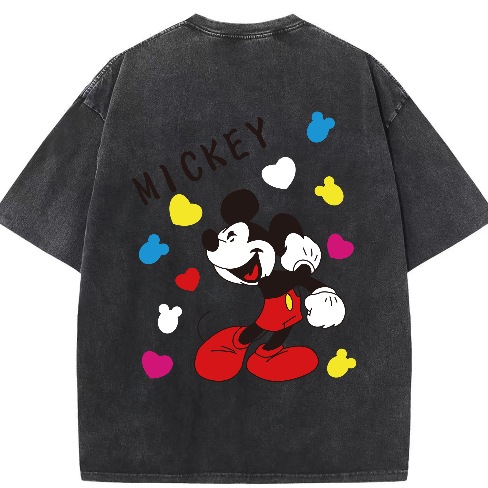 （画像用） ミッキーマウス Mickey Mouse 綿100% ヴィンテージ風 半袖Tシャツ（背面プリント）