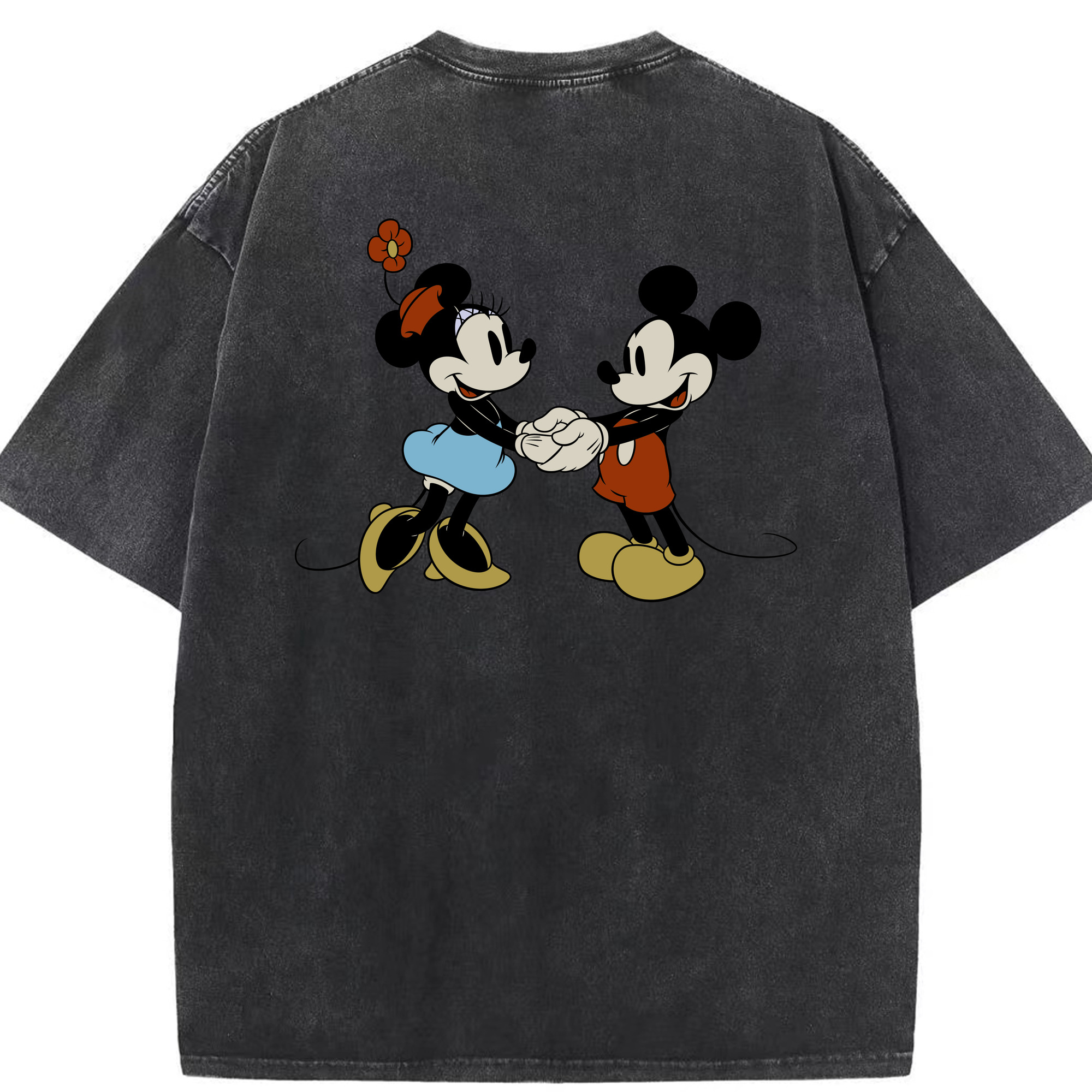 （画像用） ミッキーマウス Mickey Mouse 綿100% ヴィンテージ風 半袖Tシャツ（背面プリント）