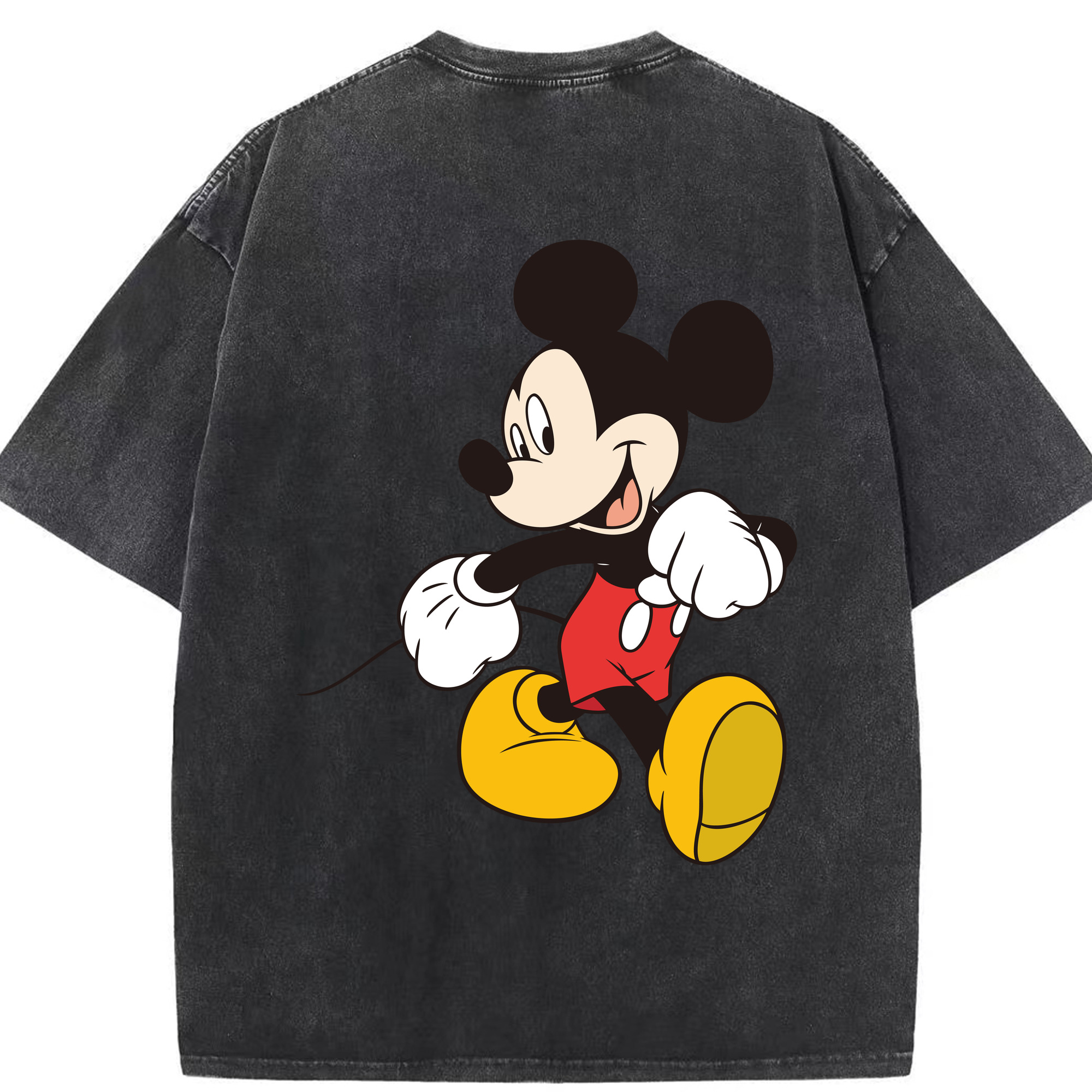 （画像用） ミッキーマウス Mickey Mouse 綿100% ヴィンテージ風 半袖Tシャツ（背面プリント）