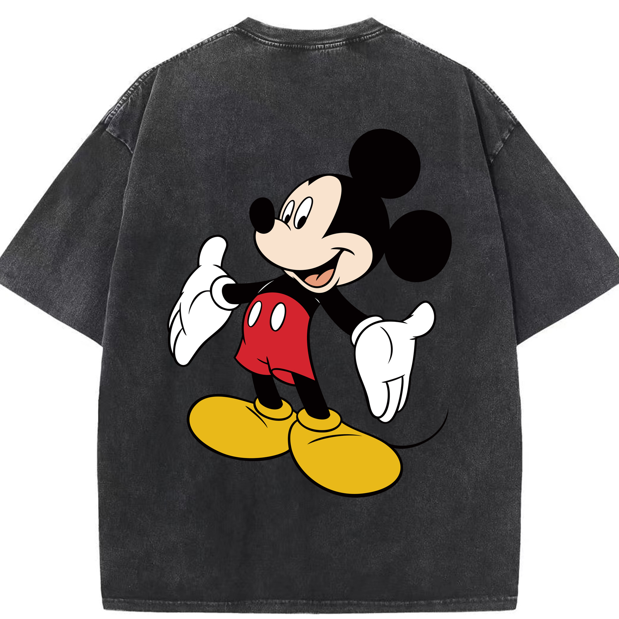 （画像用） ミッキーマウス Mickey Mouse 綿100% ヴィンテージ風 半袖Tシャツ（背面プリント）