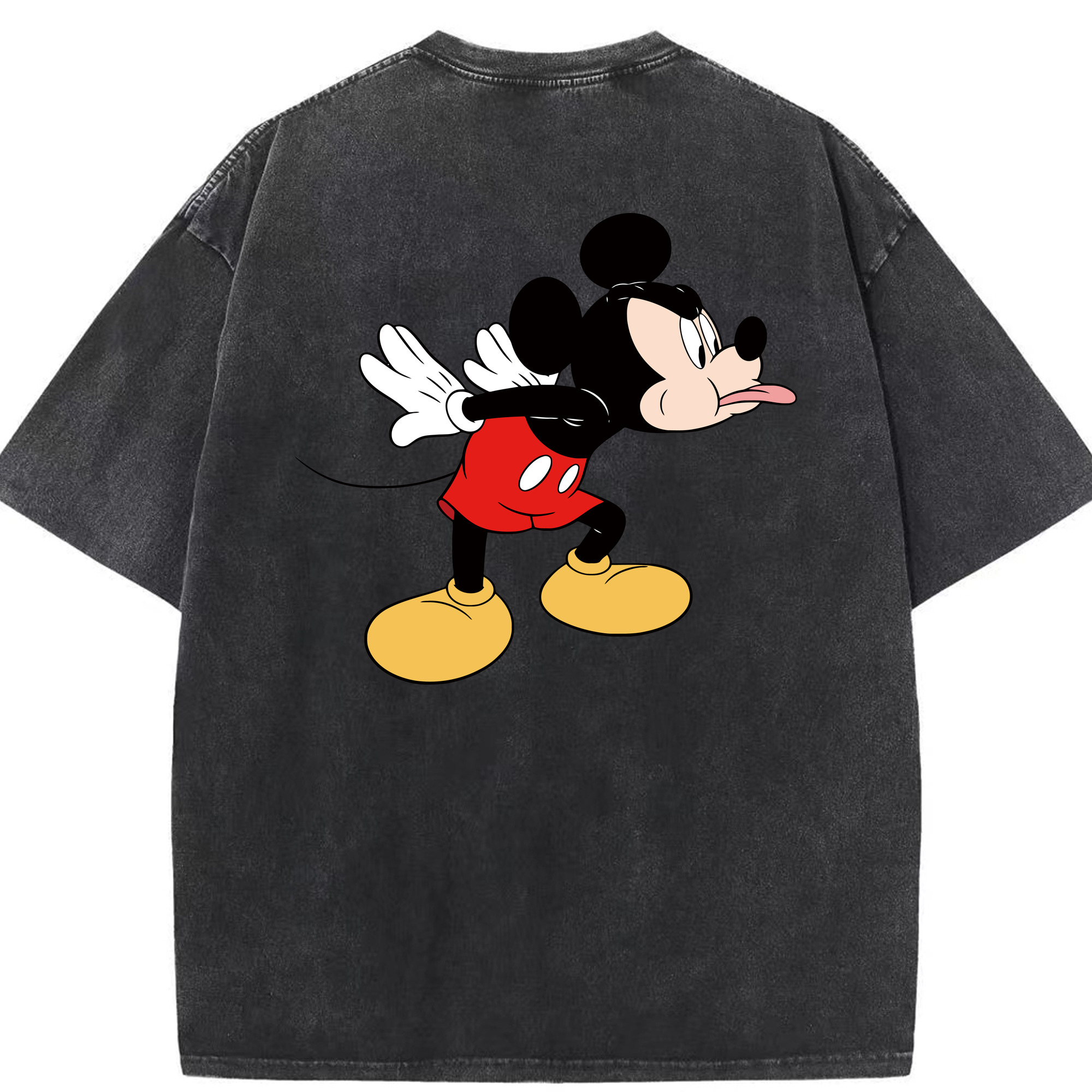 （画像用） ミッキーマウス Mickey Mouse 綿100% ヴィンテージ風 半袖Tシャツ（背面プリント）
