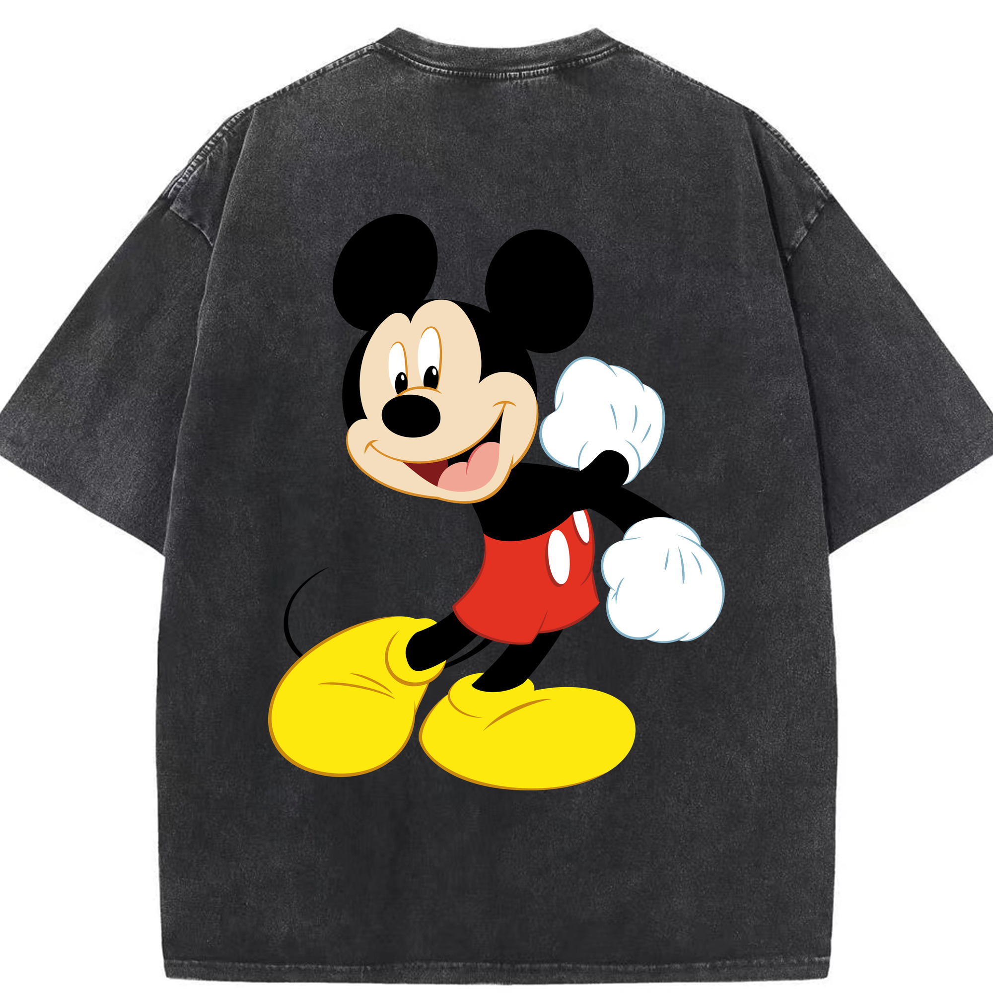 （画像用） ミッキーマウス Mickey Mouse 綿100% ヴィンテージ風 半袖Tシャツ（背面プリント）