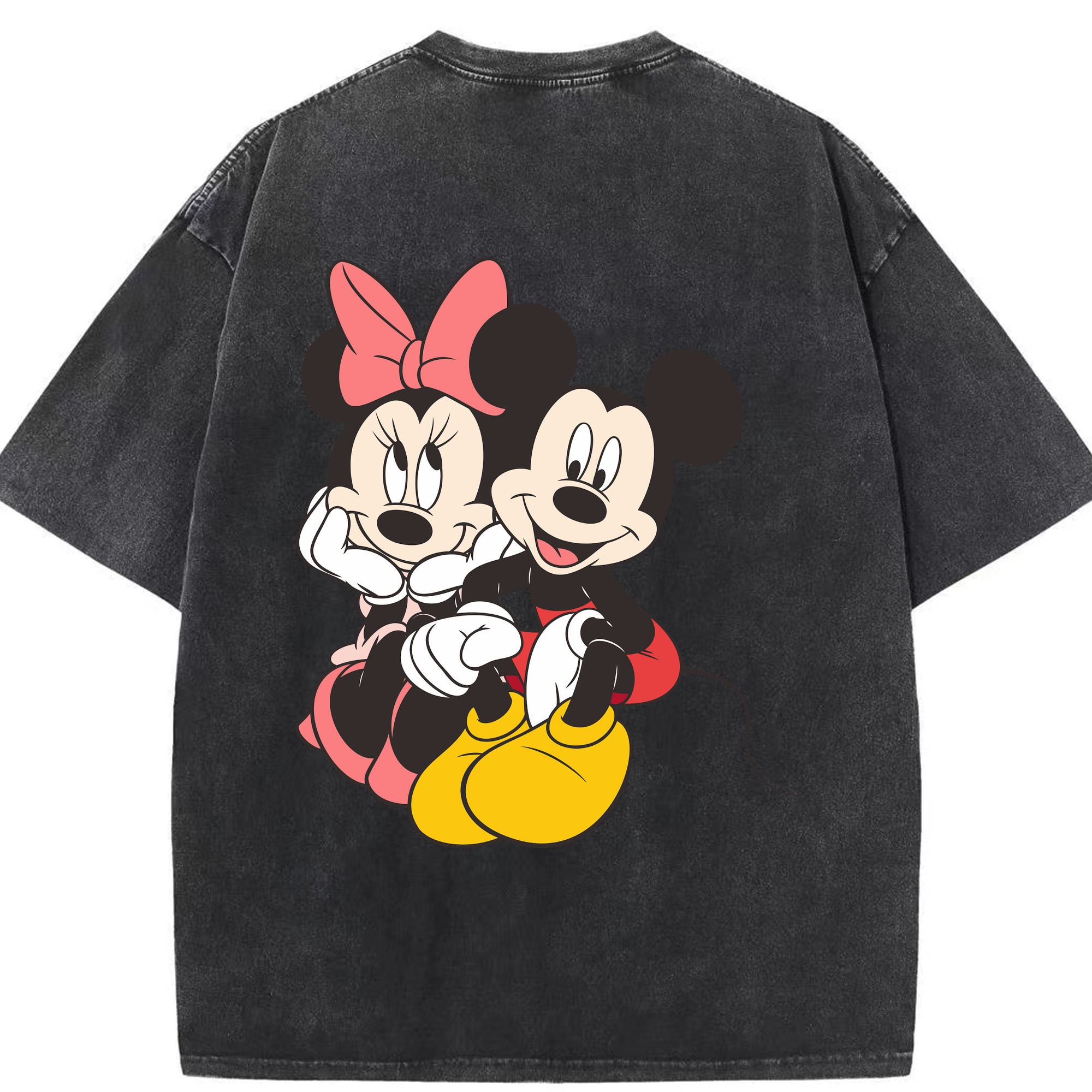 （画像用） ミッキーマウス Mickey Mouse 綿100% ヴィンテージ風 半袖Tシャツ（背面プリント）