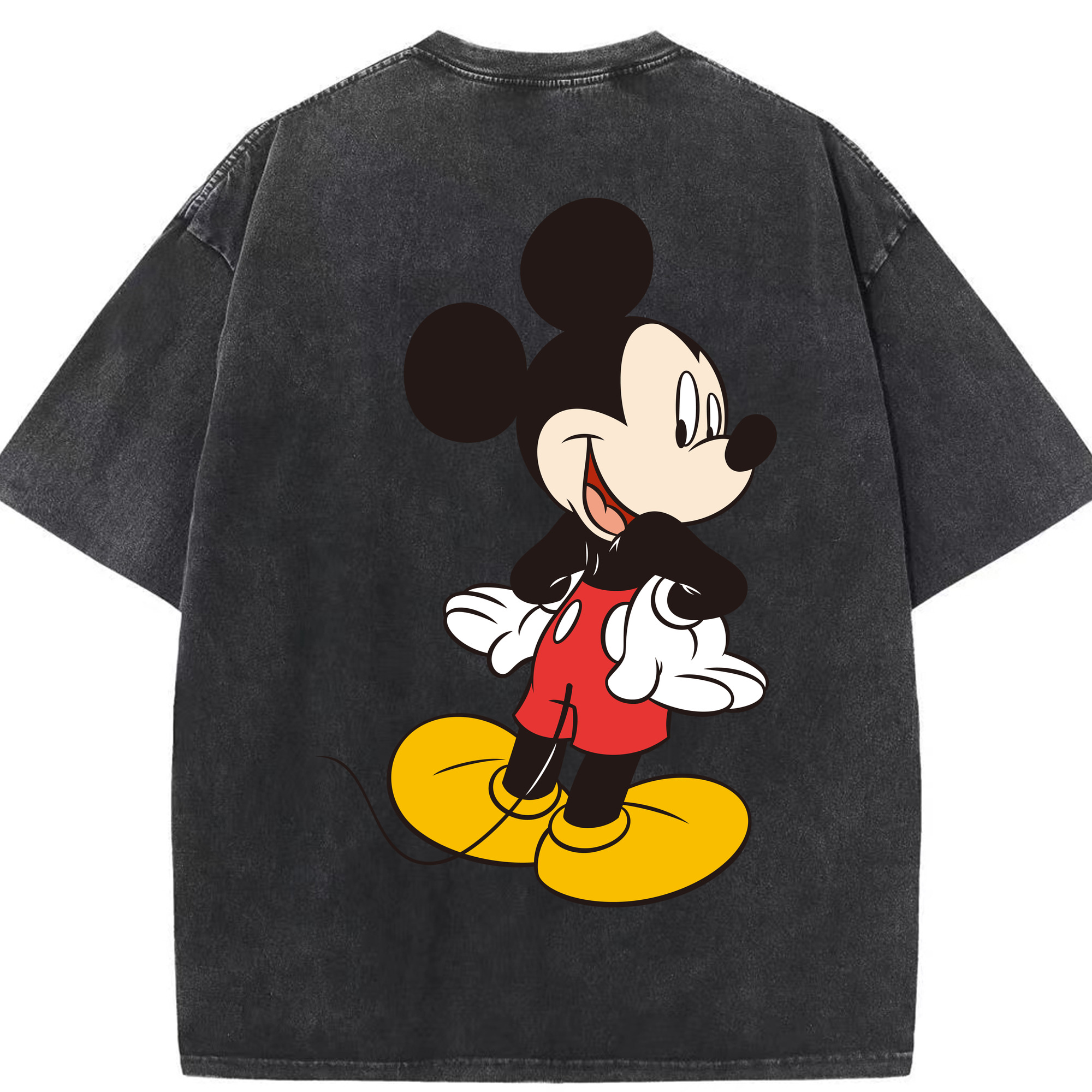 （画像用） ミッキーマウス Mickey Mouse 綿100% ヴィンテージ風 半袖Tシャツ（背面プリント）