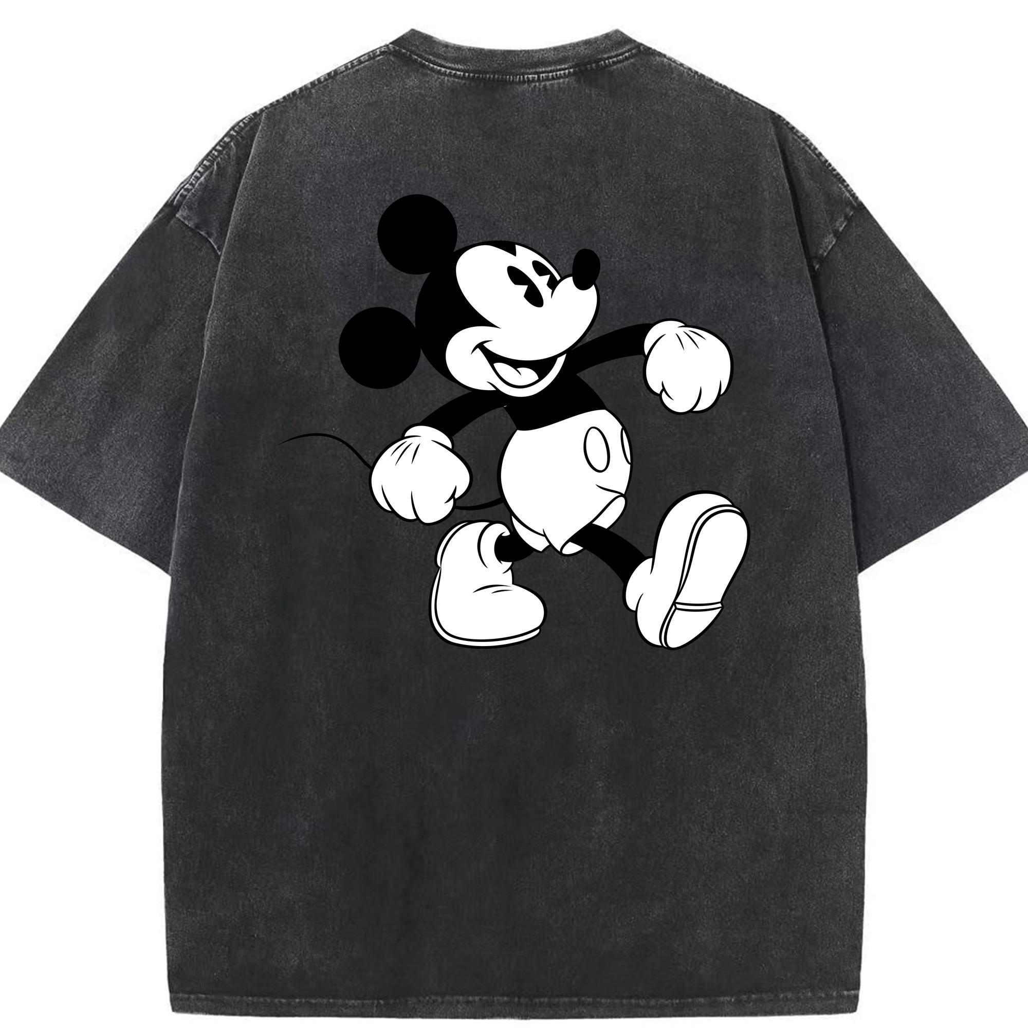 （画像用） ミッキーマウス Mickey Mouse 綿100% ヴィンテージ風 半袖Tシャツ（背面プリント）