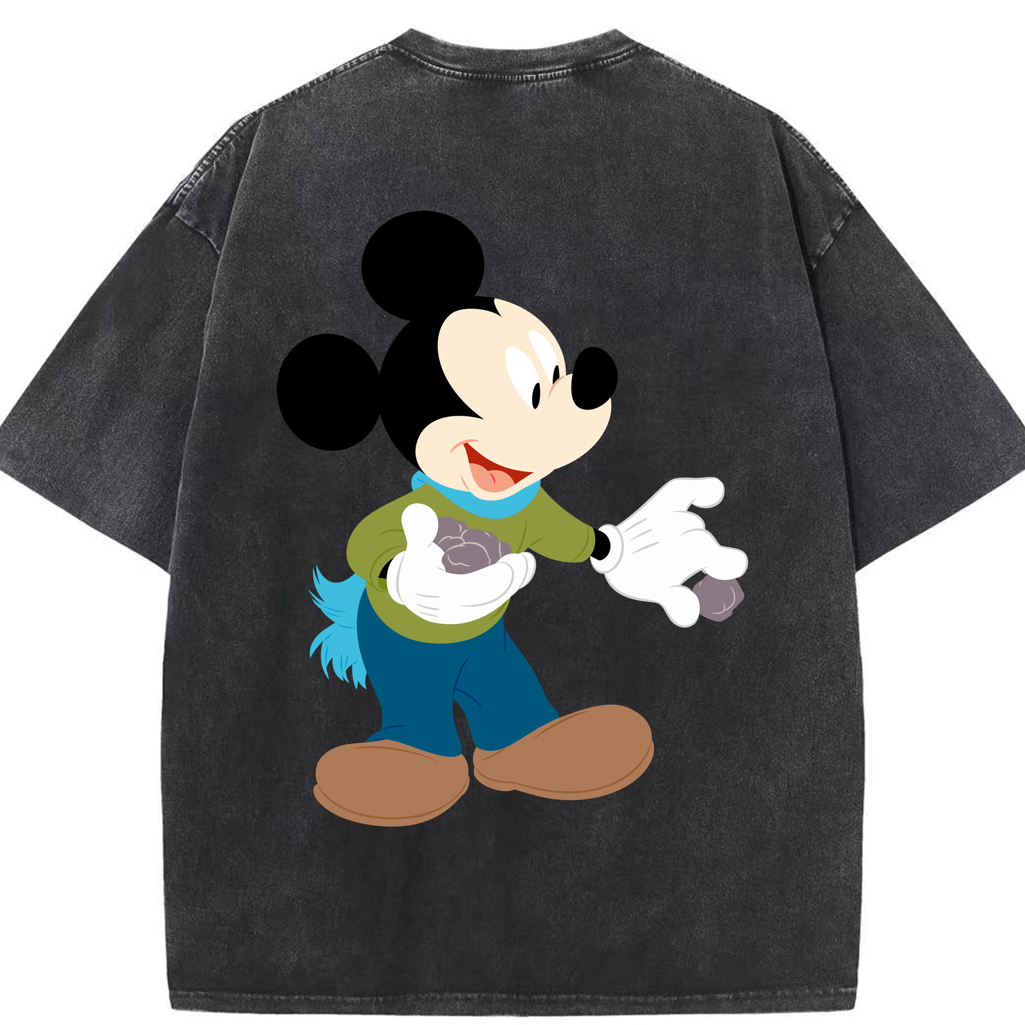 （画像用） ミッキーマウス Mickey Mouse 綿100% ヴィンテージ風 半袖Tシャツ（背面プリント）