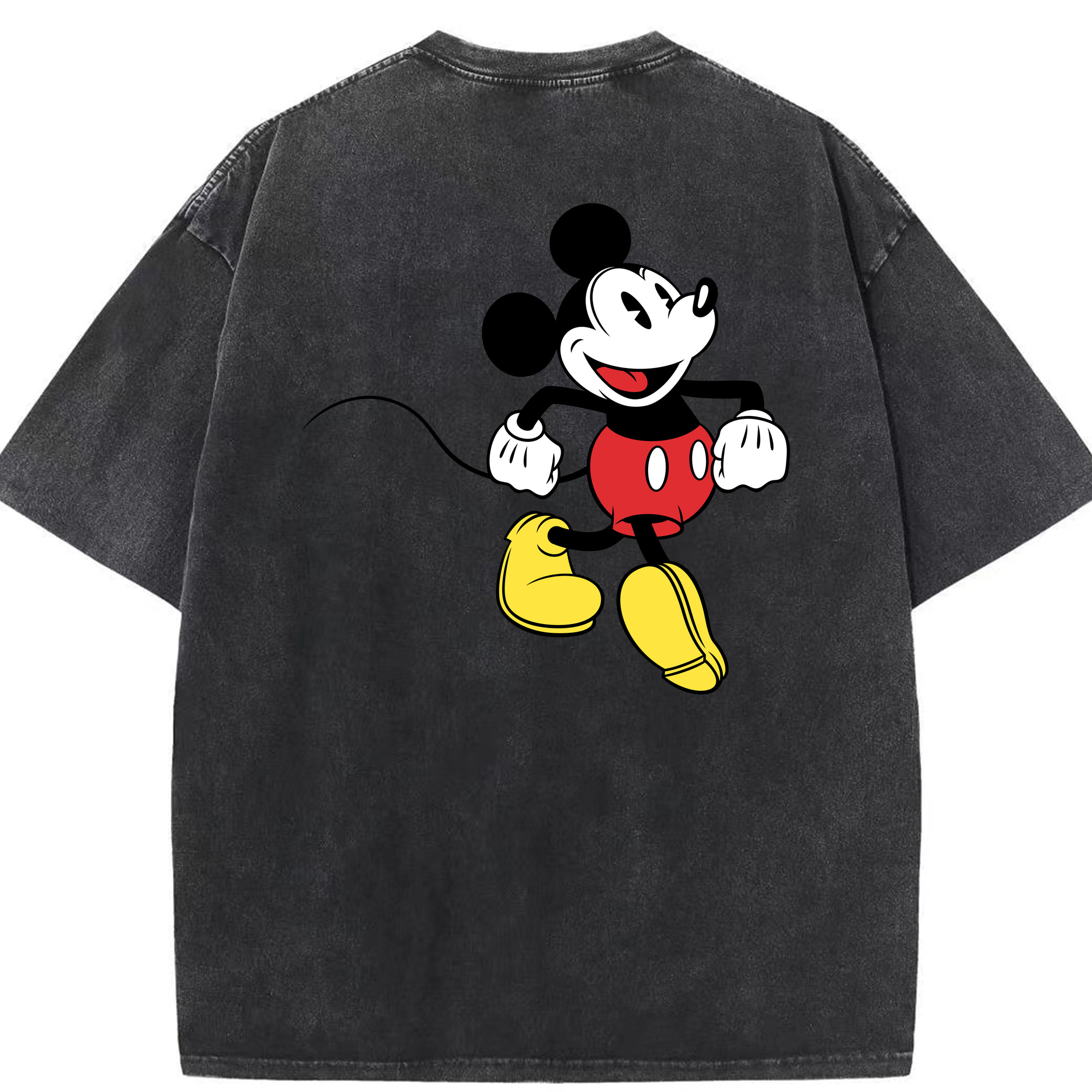 （画像用） ミッキーマウス Mickey Mouse 綿100% ヴィンテージ風 半袖Tシャツ（背面プリント）