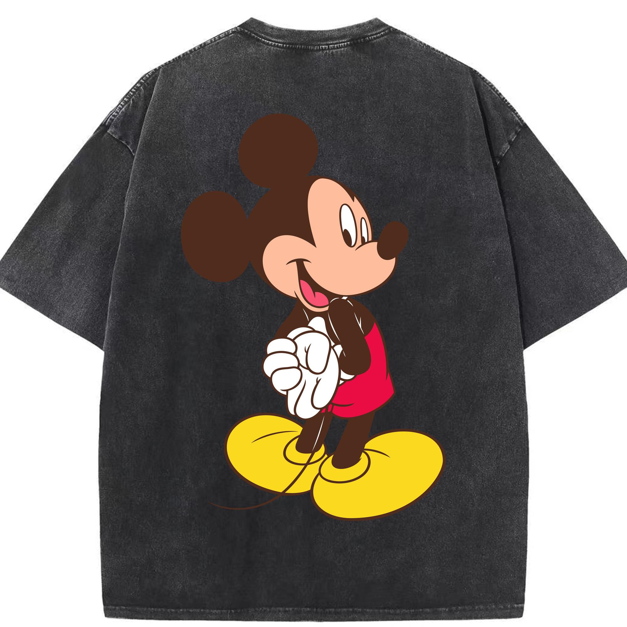 （画像用） ミッキーマウス Mickey Mouse 綿100% ヴィンテージ風 半袖Tシャツ（背面プリント）