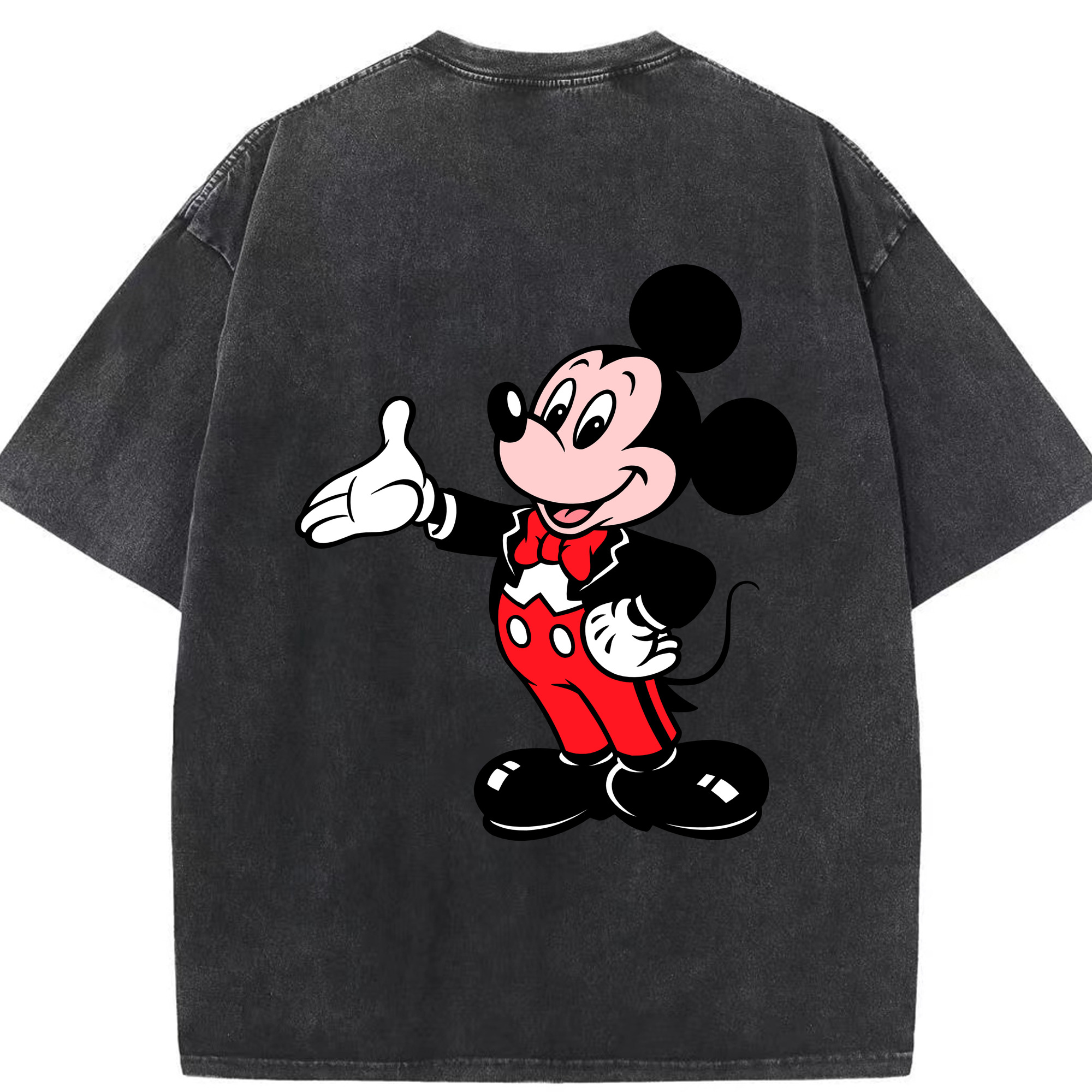 （画像用） ミッキーマウス Mickey Mouse 綿100% ヴィンテージ風 半袖Tシャツ（背面プリント）
