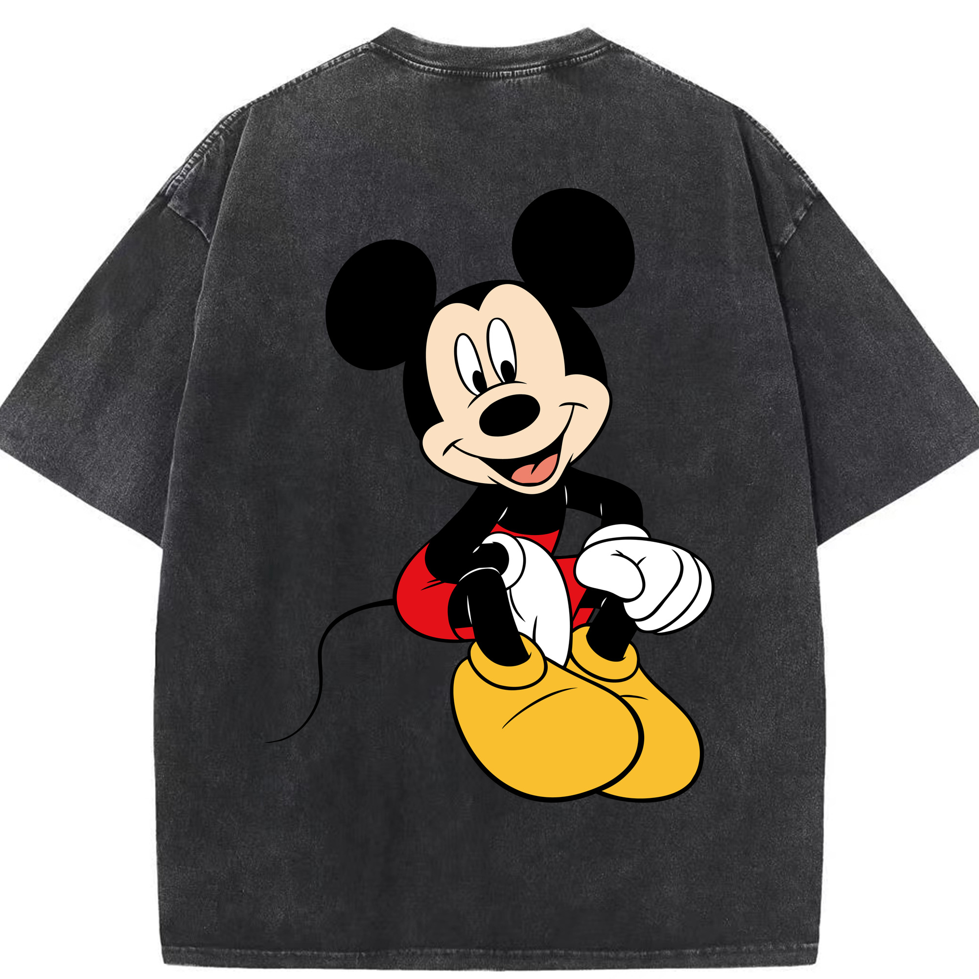 （画像用） ミッキーマウス Mickey Mouse 綿100% ヴィンテージ風 半袖Tシャツ（背面プリント）