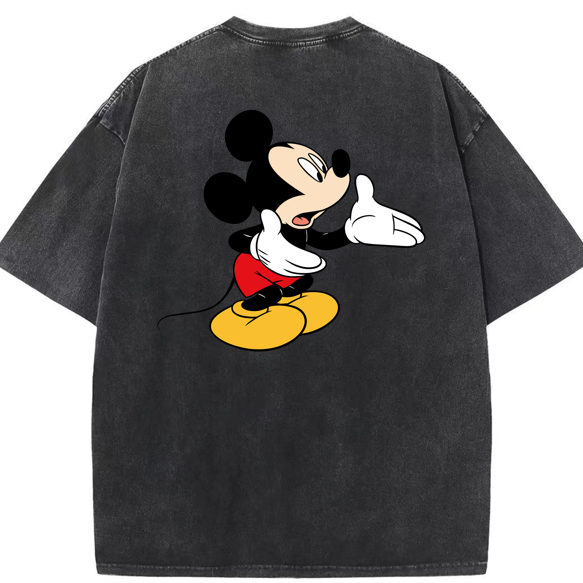 （画像用） ミッキーマウス Mickey Mouse 綿100% ヴィンテージ風 半袖Tシャツ（背面プリント）