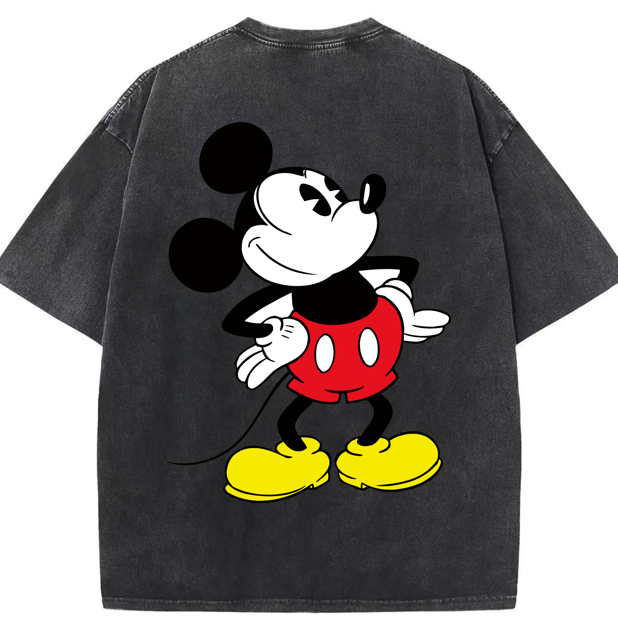 （画像用） ミッキーマウス Mickey Mouse 綿100% ヴィンテージ風 半袖Tシャツ（背面プリント）