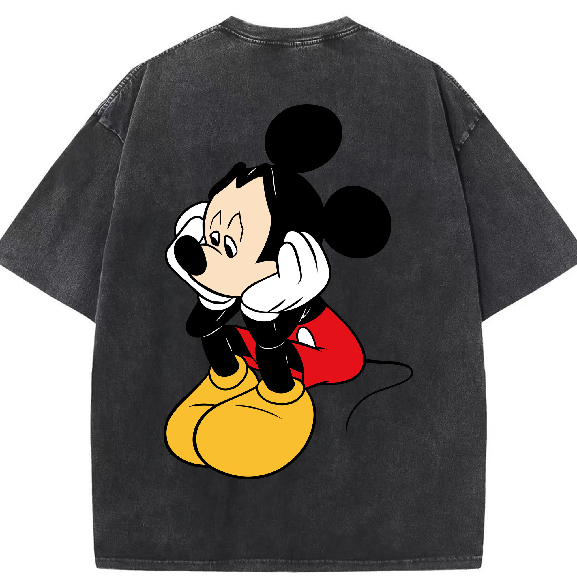 （画像用） ミッキーマウス Mickey Mouse 綿100% ヴィンテージ風 半袖Tシャツ（背面プリント）