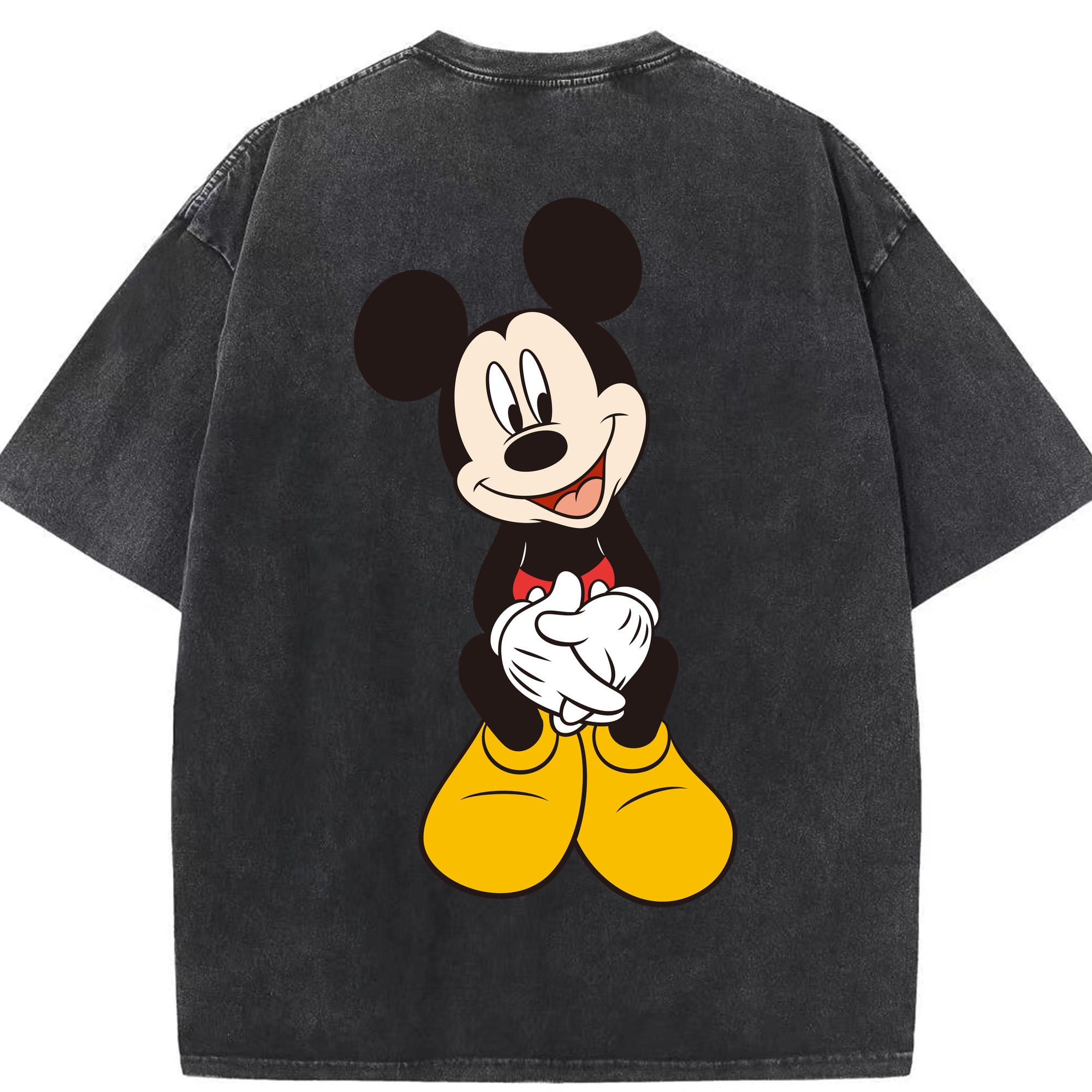 （画像用） ミッキーマウス Mickey Mouse 綿100% ヴィンテージ風 半袖Tシャツ（背面プリント）