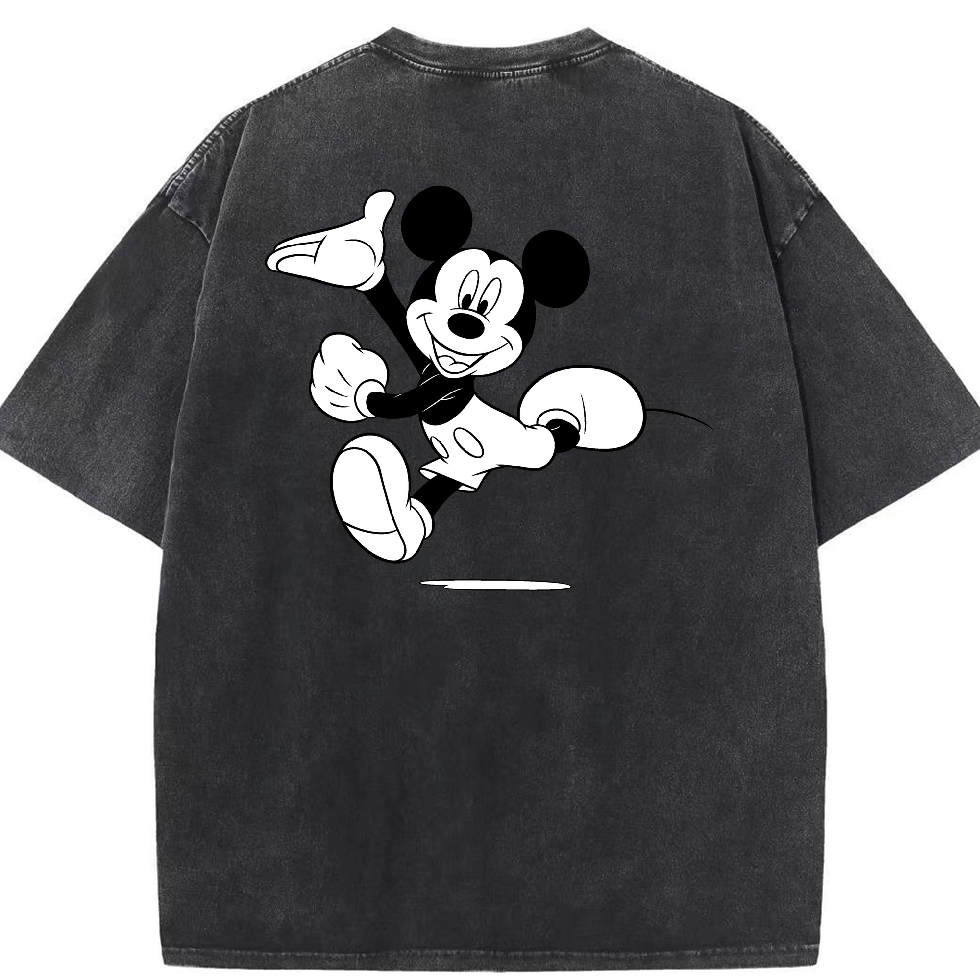 （画像用） ミッキーマウス Mickey Mouse 綿100% ヴィンテージ風 半袖Tシャツ（背面プリント）