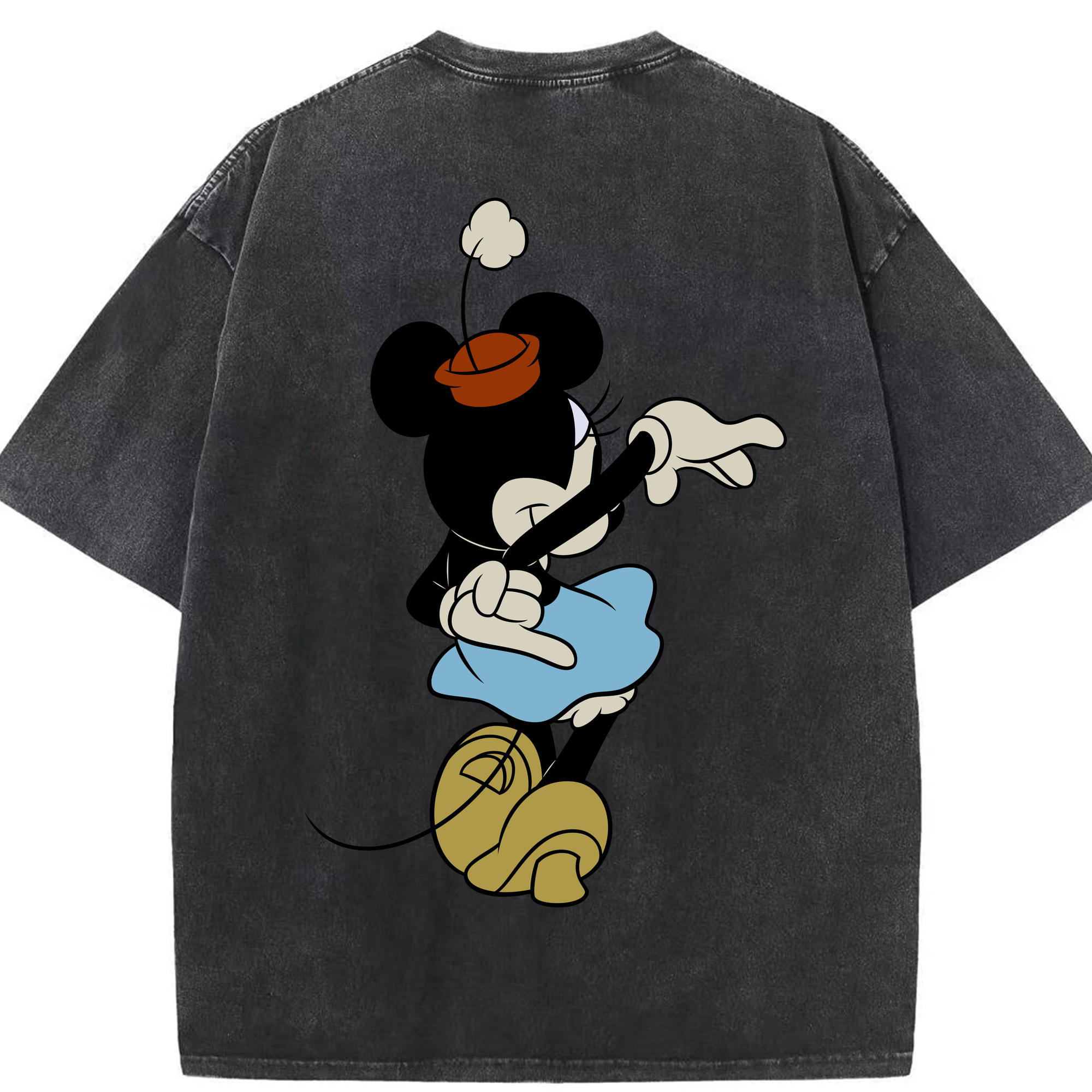 （画像用） ミッキーマウス Mickey Mouse 綿100% ヴィンテージ風 半袖Tシャツ（背面プリント）