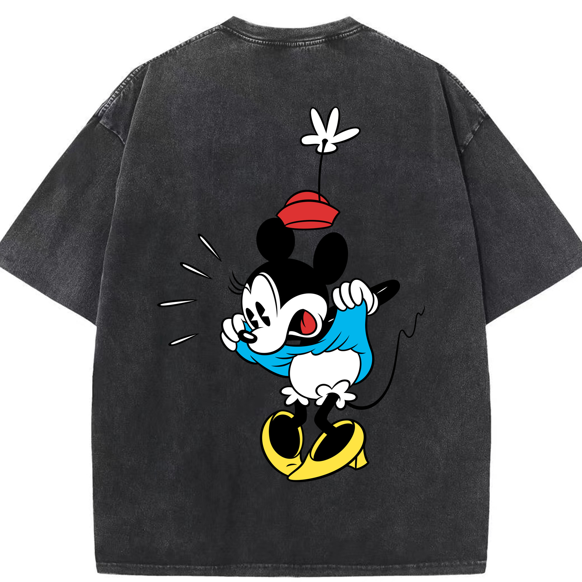 （画像用） ミッキーマウス Mickey Mouse 綿100% ヴィンテージ風 半袖Tシャツ（背面プリント）